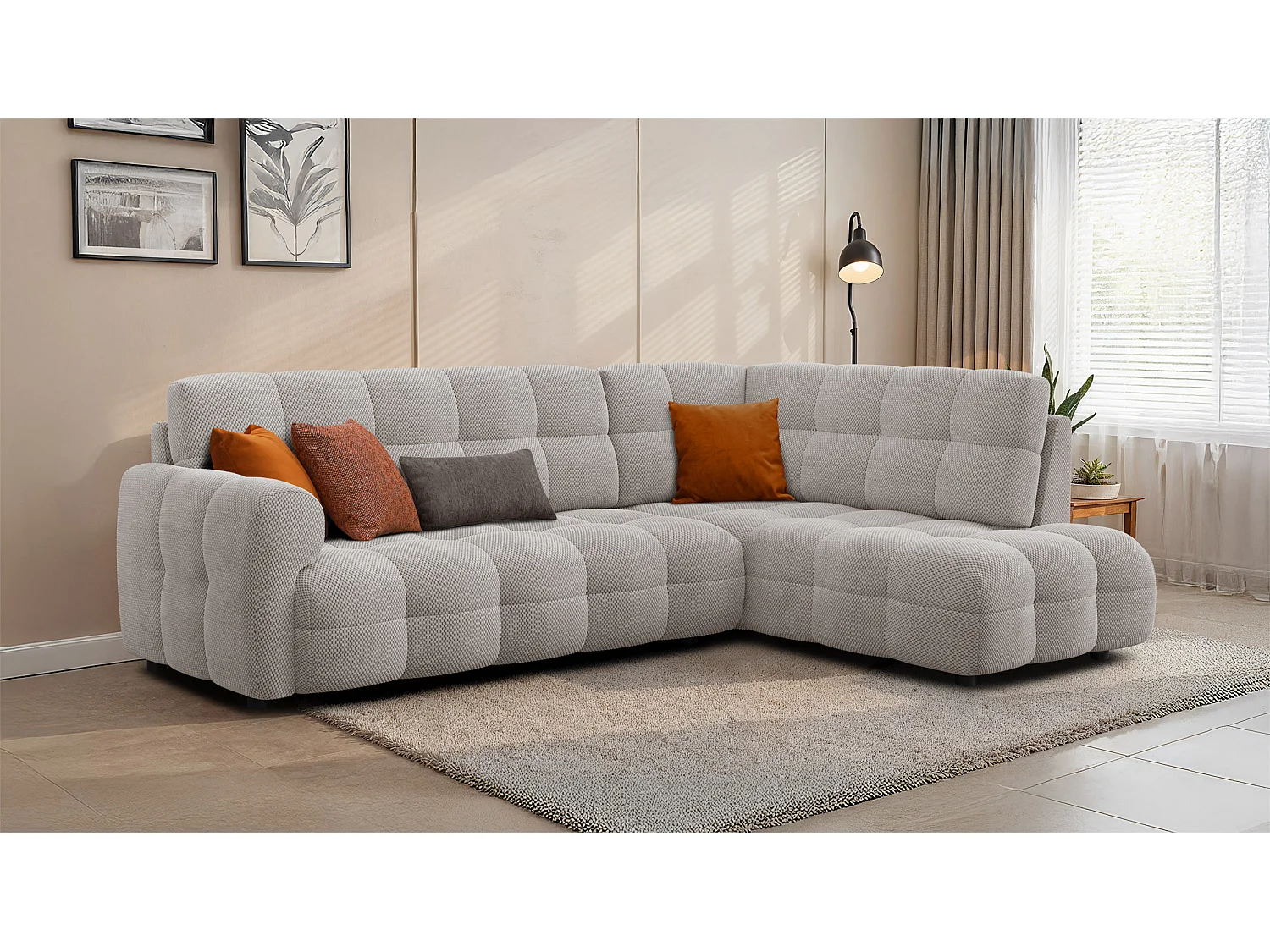 Ecksofa 5-Sitzer links MELLOW, beige