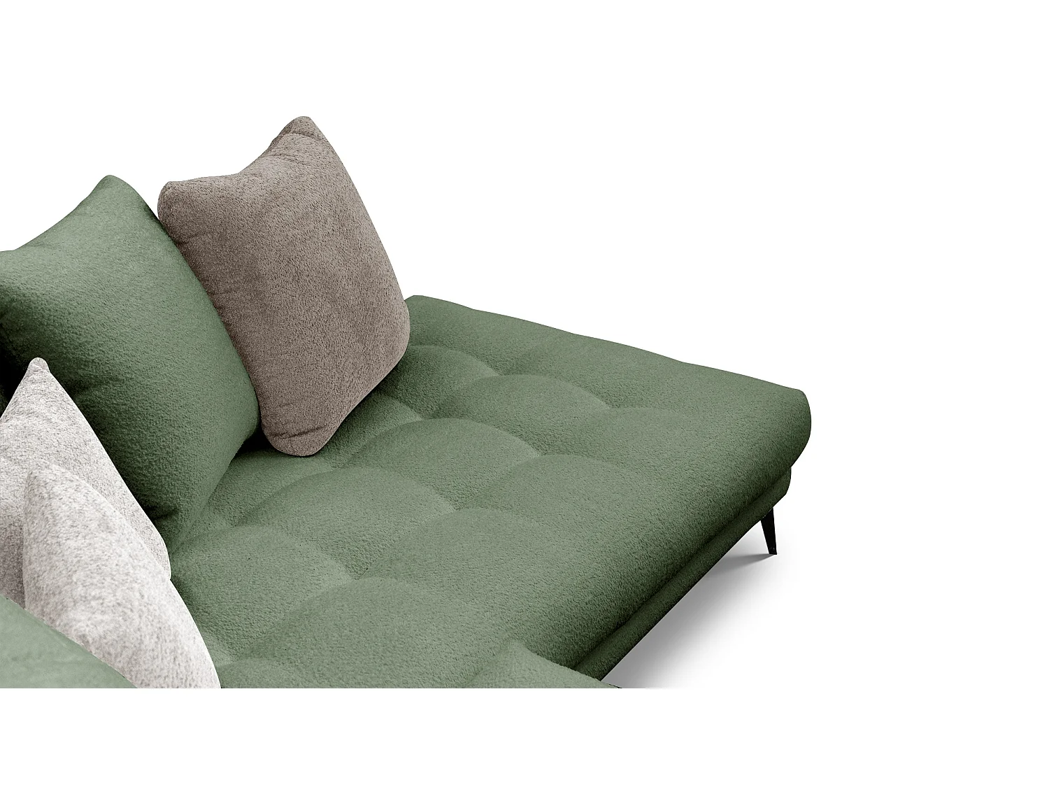 Canapé d'angle 5 places CALME, tissu olive et beige