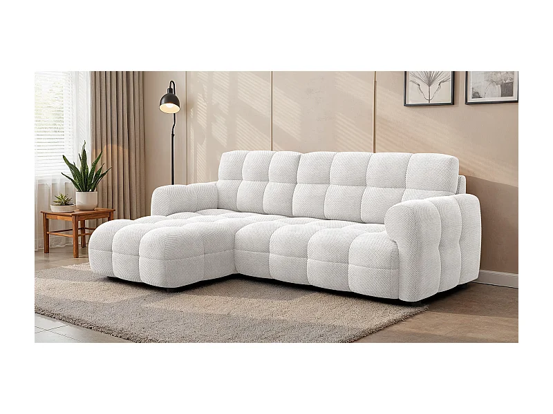 CANAPÉ D'ANGLE MELLOW 3 places, tissu crème