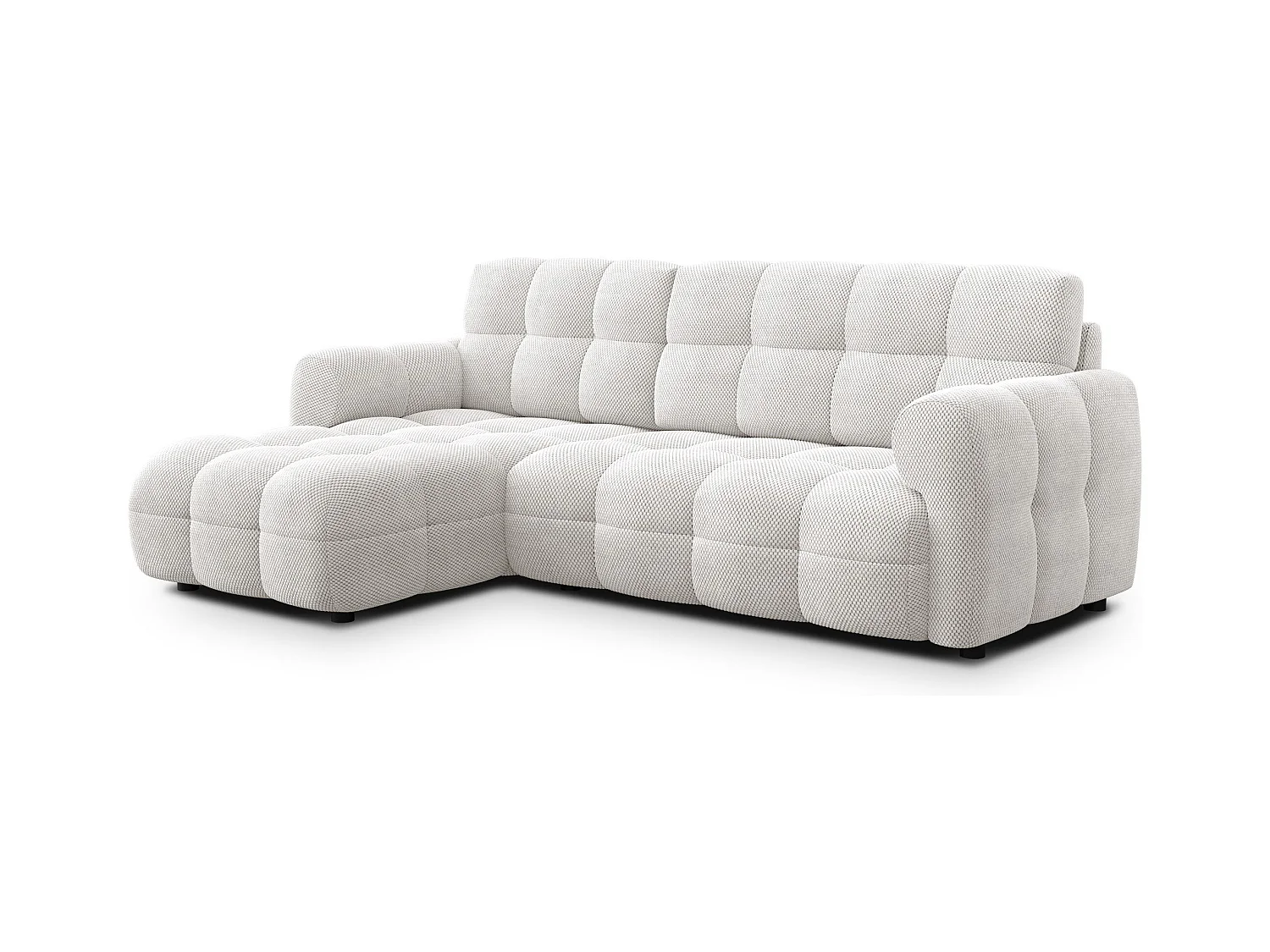 CANAPÉ D'ANGLE MELLOW 3 places, tissu crème