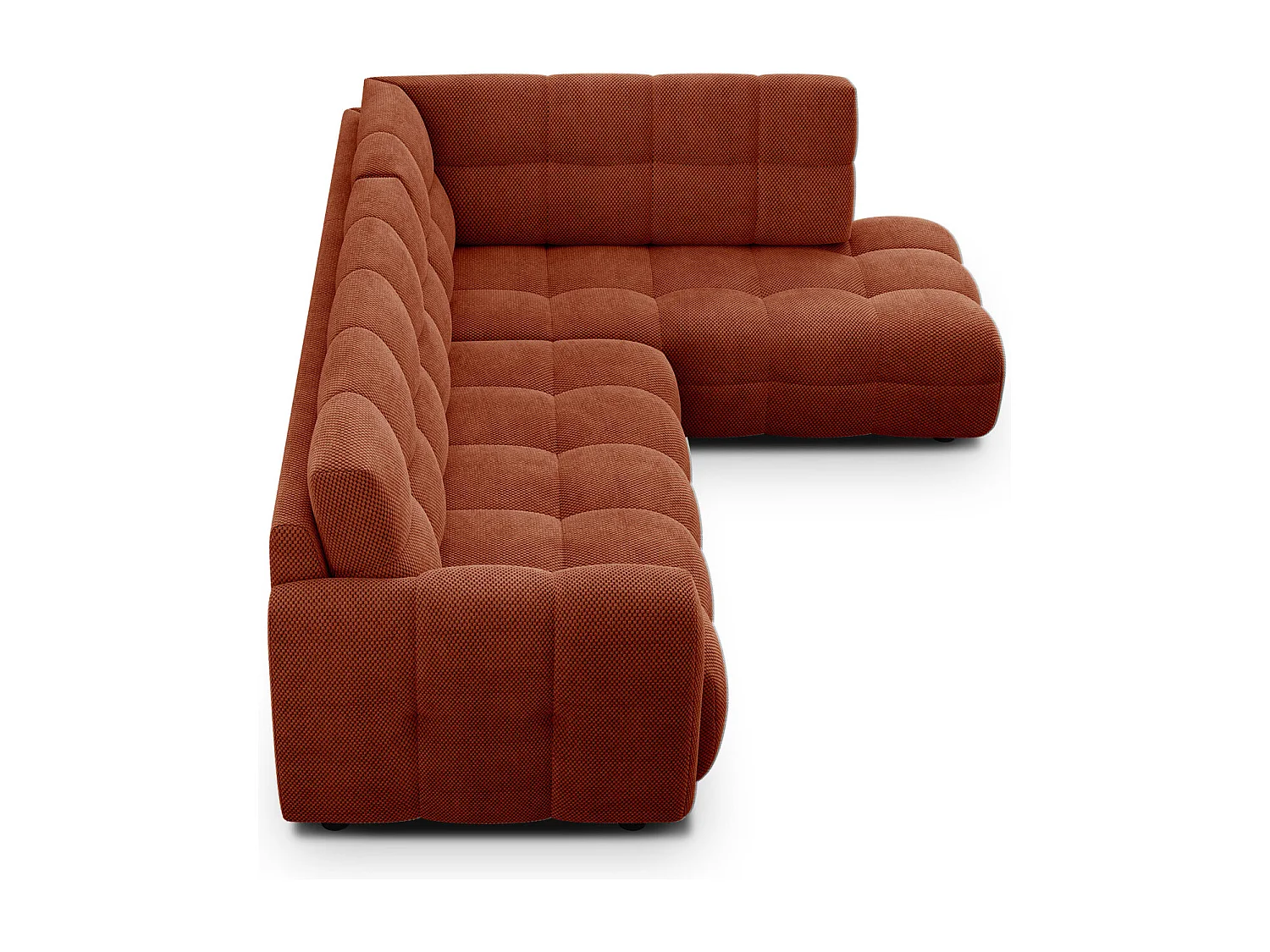 CANAPÉ D'ANGLE MELLOW 5 places, tissu orange