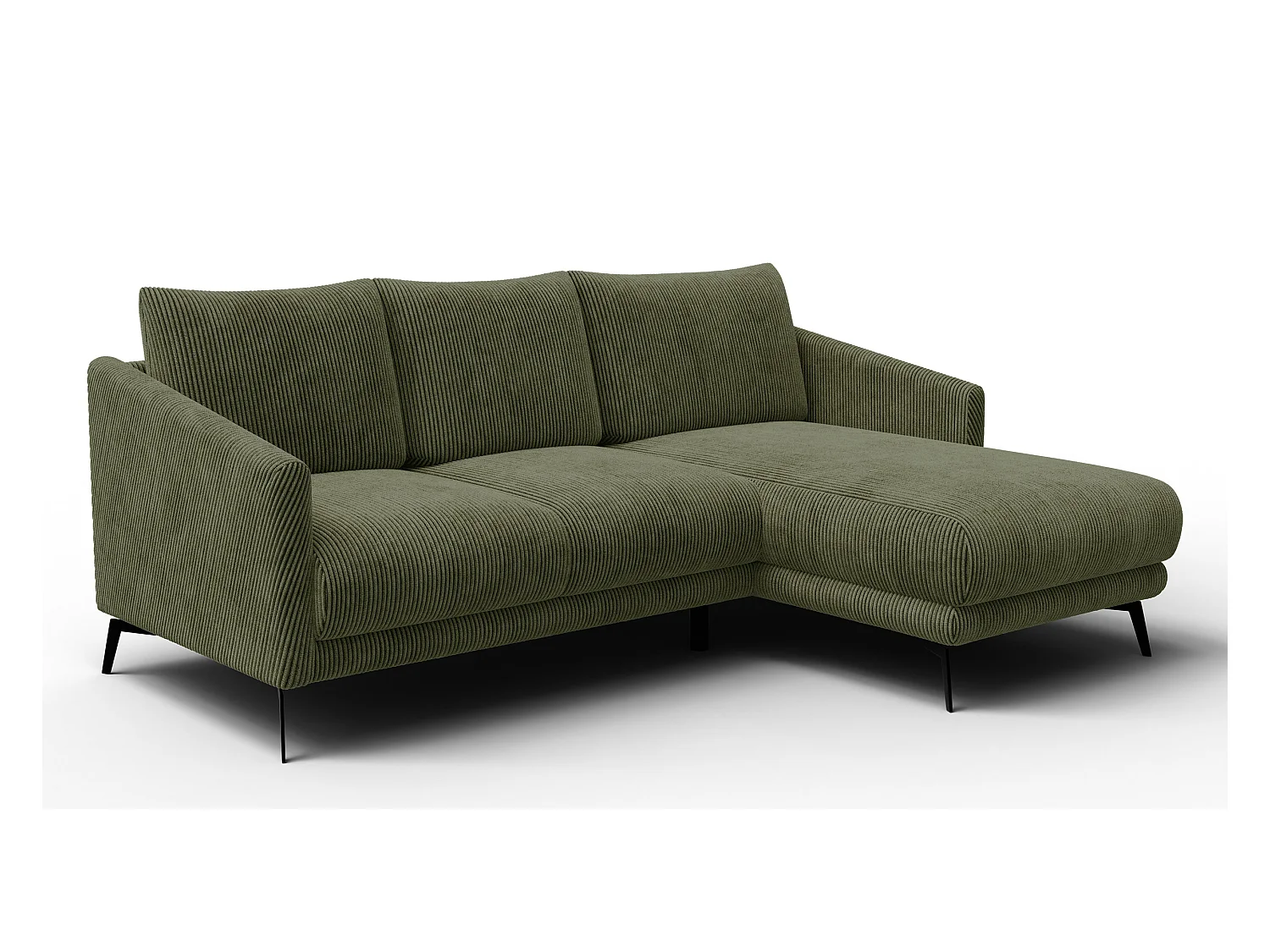 Canapé d'angle droit 3 places VILT, tissu olive