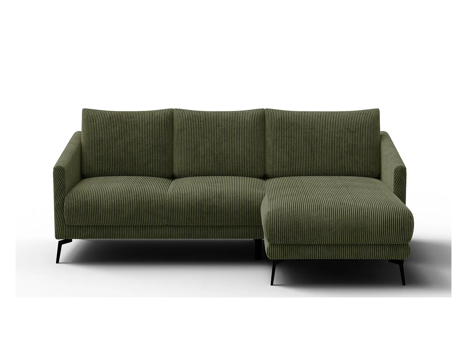 Canapé d'angle droit 3 places VILT, tissu olive