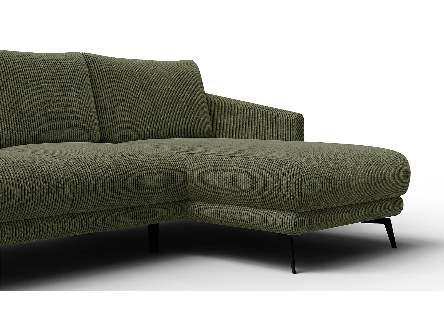 Canapé d'angle droit 3 places VILT, tissu olive