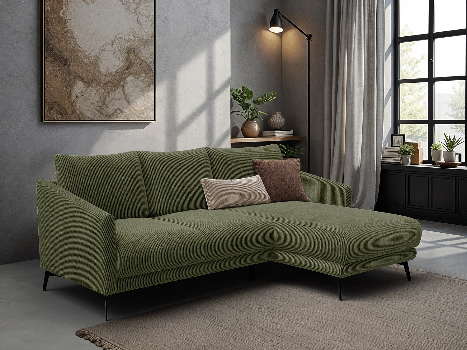 Ecksofa 3-Sitzer rechts VILT, olive