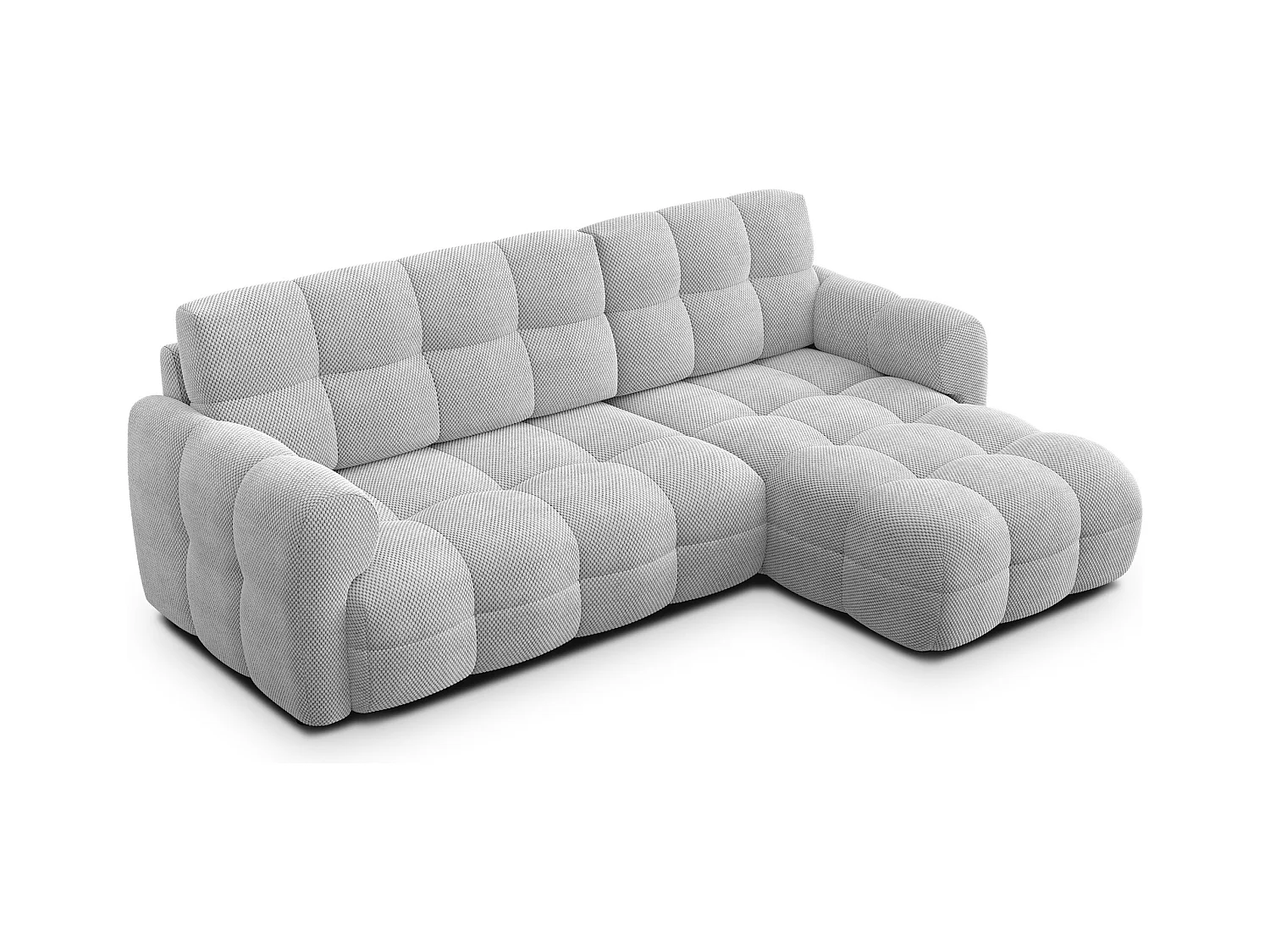 CANAPÉ D'ANGLE MELLOW 3 places, tissu gris clair