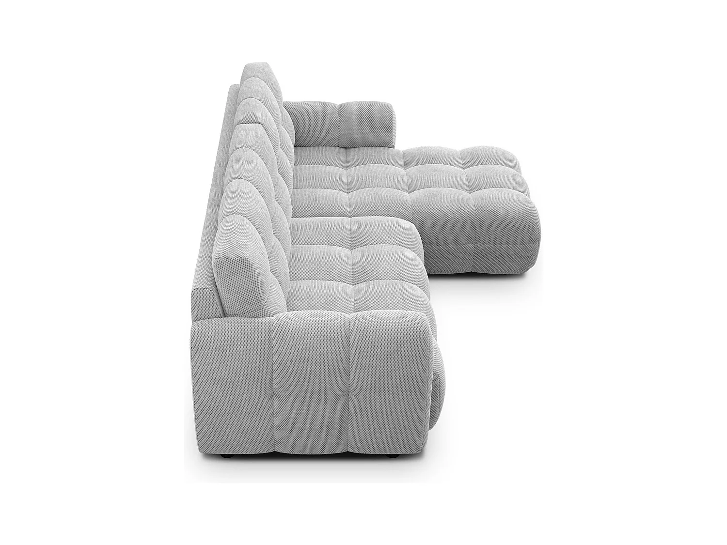 CANAPÉ D'ANGLE MELLOW 3 places, tissu gris clair