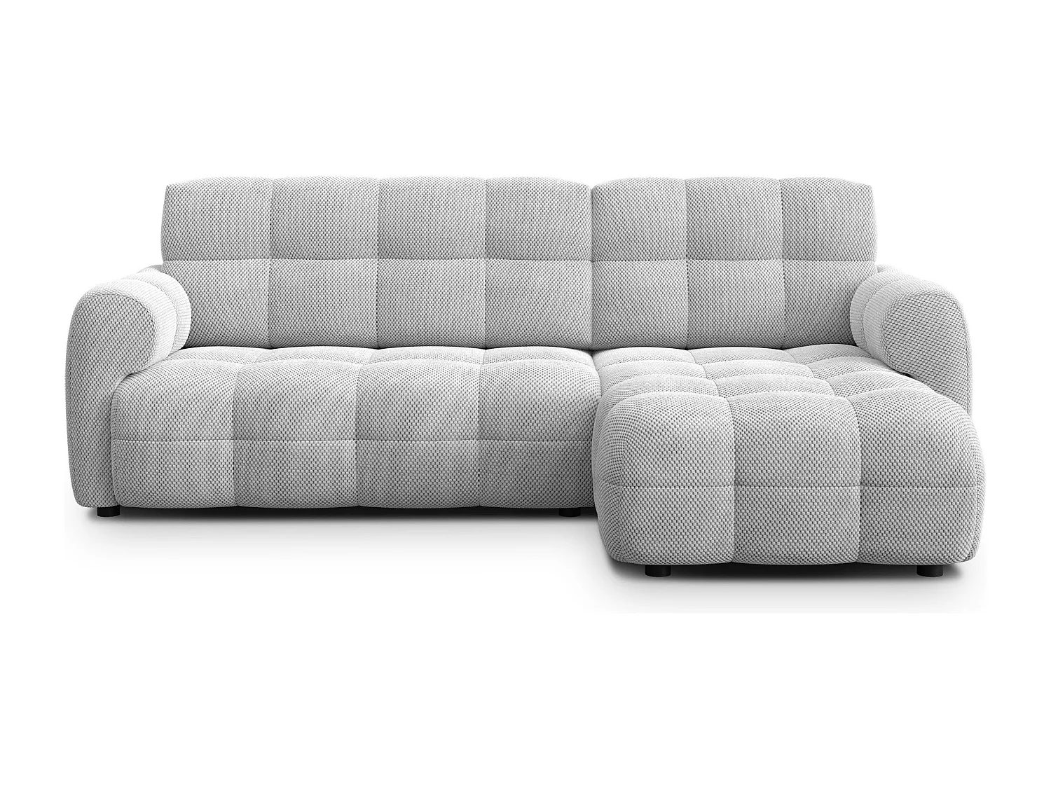 CANAPÉ D'ANGLE MELLOW 3 places, tissu gris clair