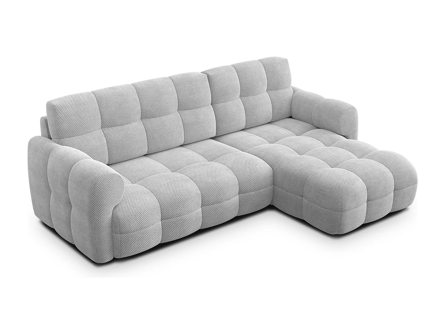 CANAPÉ D'ANGLE MELLOW 3 places, tissu gris clair