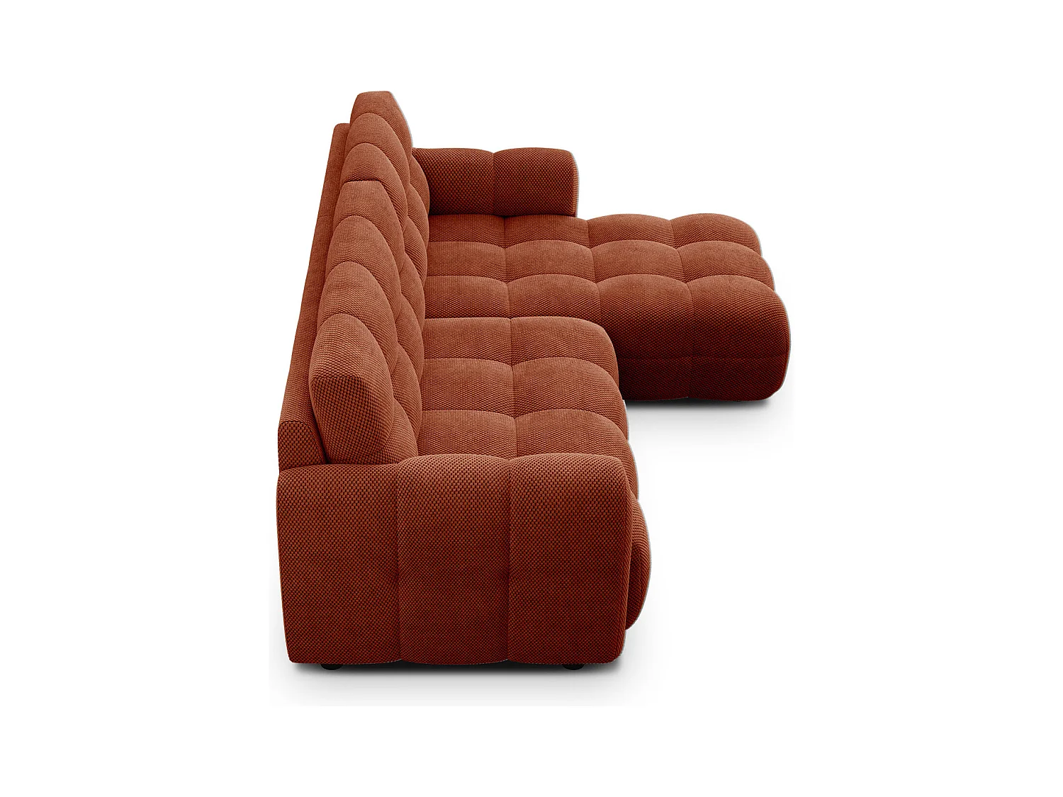 CANAPÉ D'ANGLE MELLOW 3 places, tissu orange