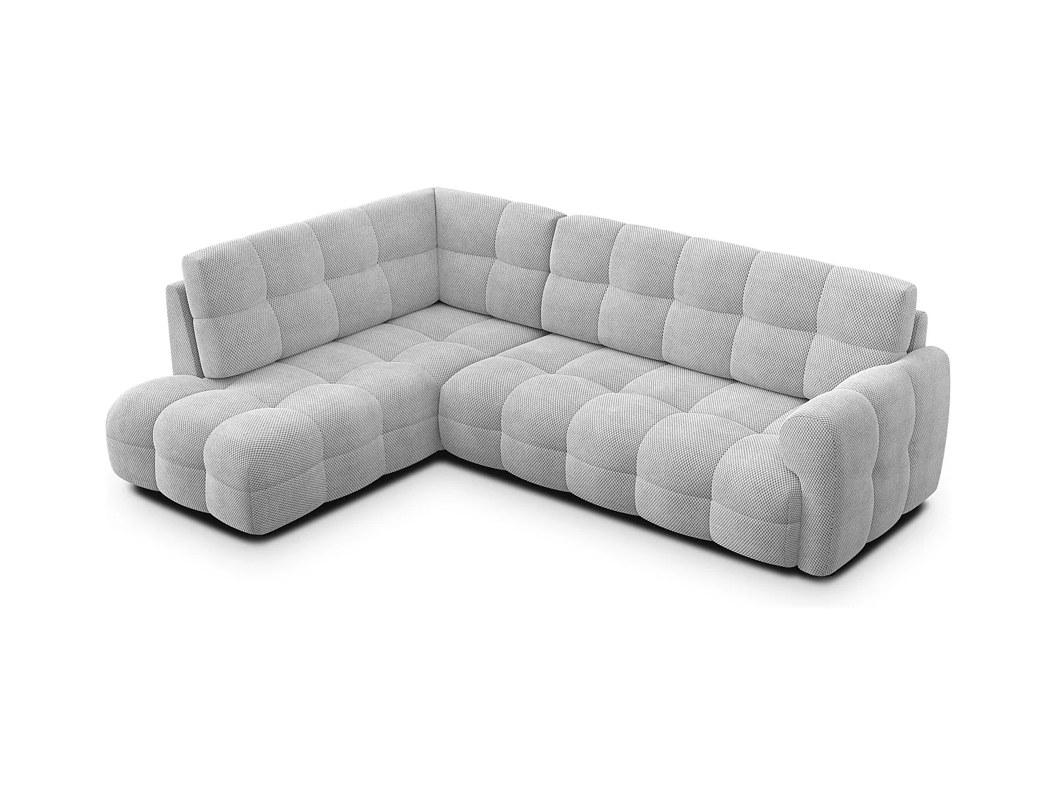 CANAPÉ D'ANGLE MELLOW 5 places, tissu gris clair