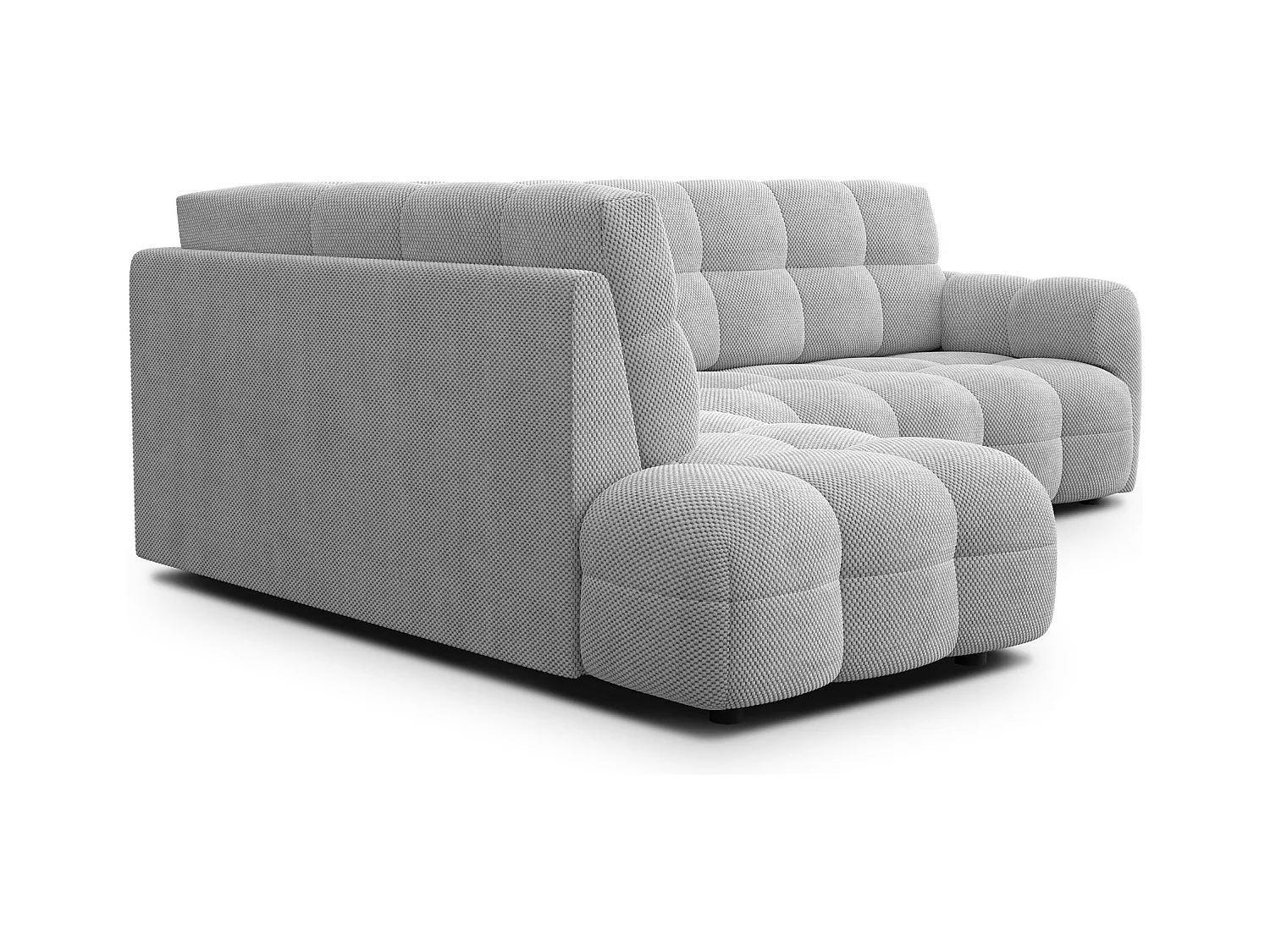 CANAPÉ D'ANGLE MELLOW 5 places, tissu gris clair