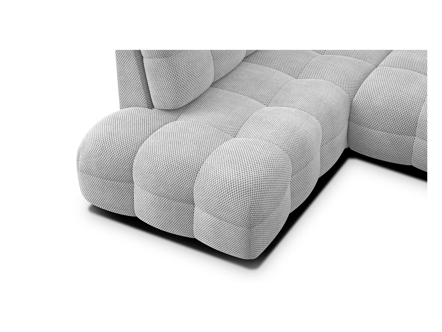 CANAPÉ D'ANGLE MELLOW 5 places, tissu gris clair