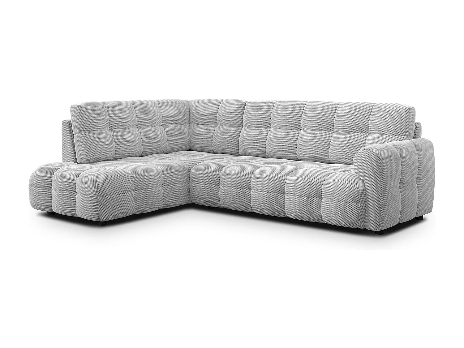 CANAPÉ D'ANGLE MELLOW 5 places, tissu gris clair