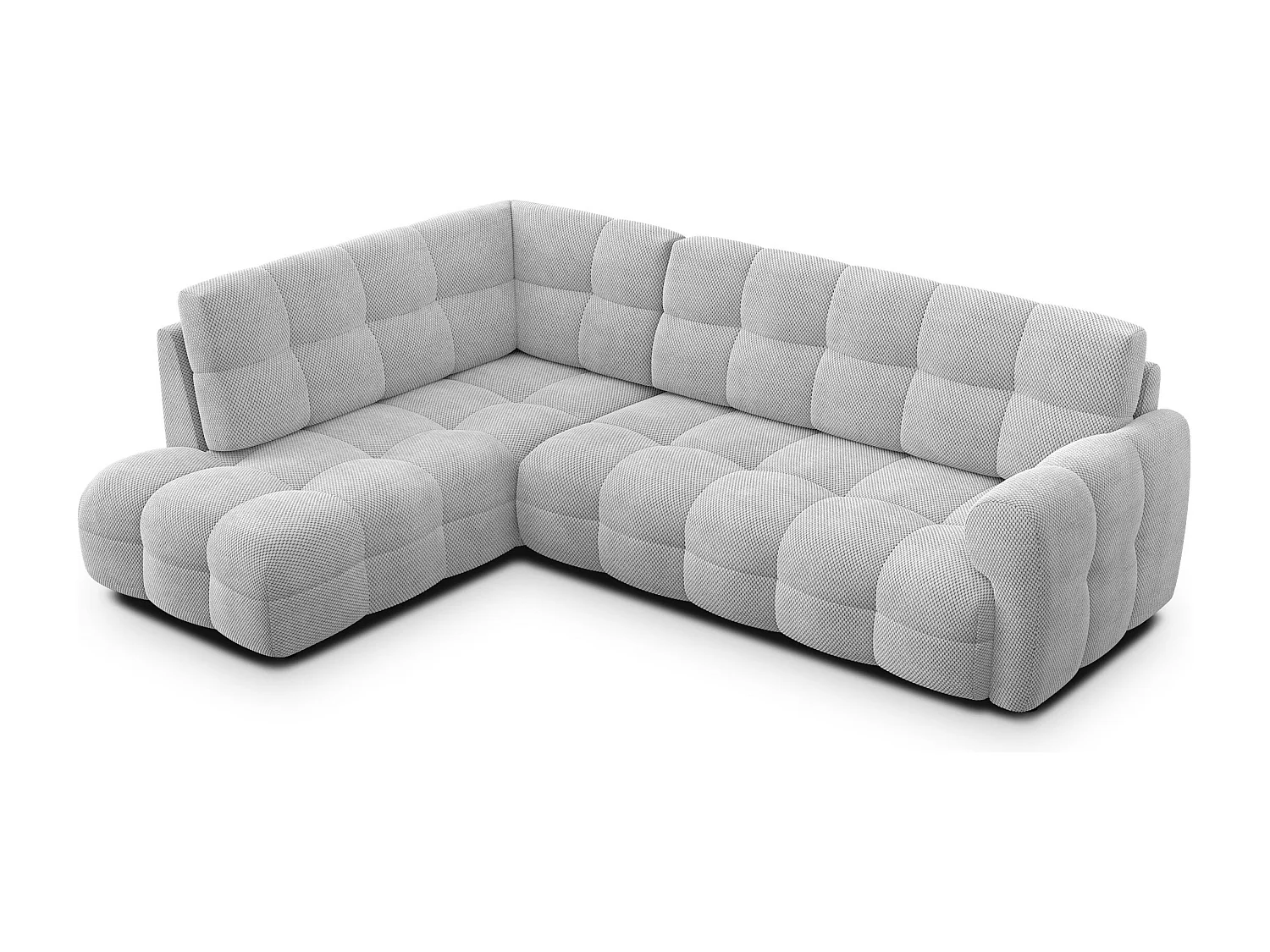 CANAPÉ D'ANGLE MELLOW 5 places, tissu gris clair