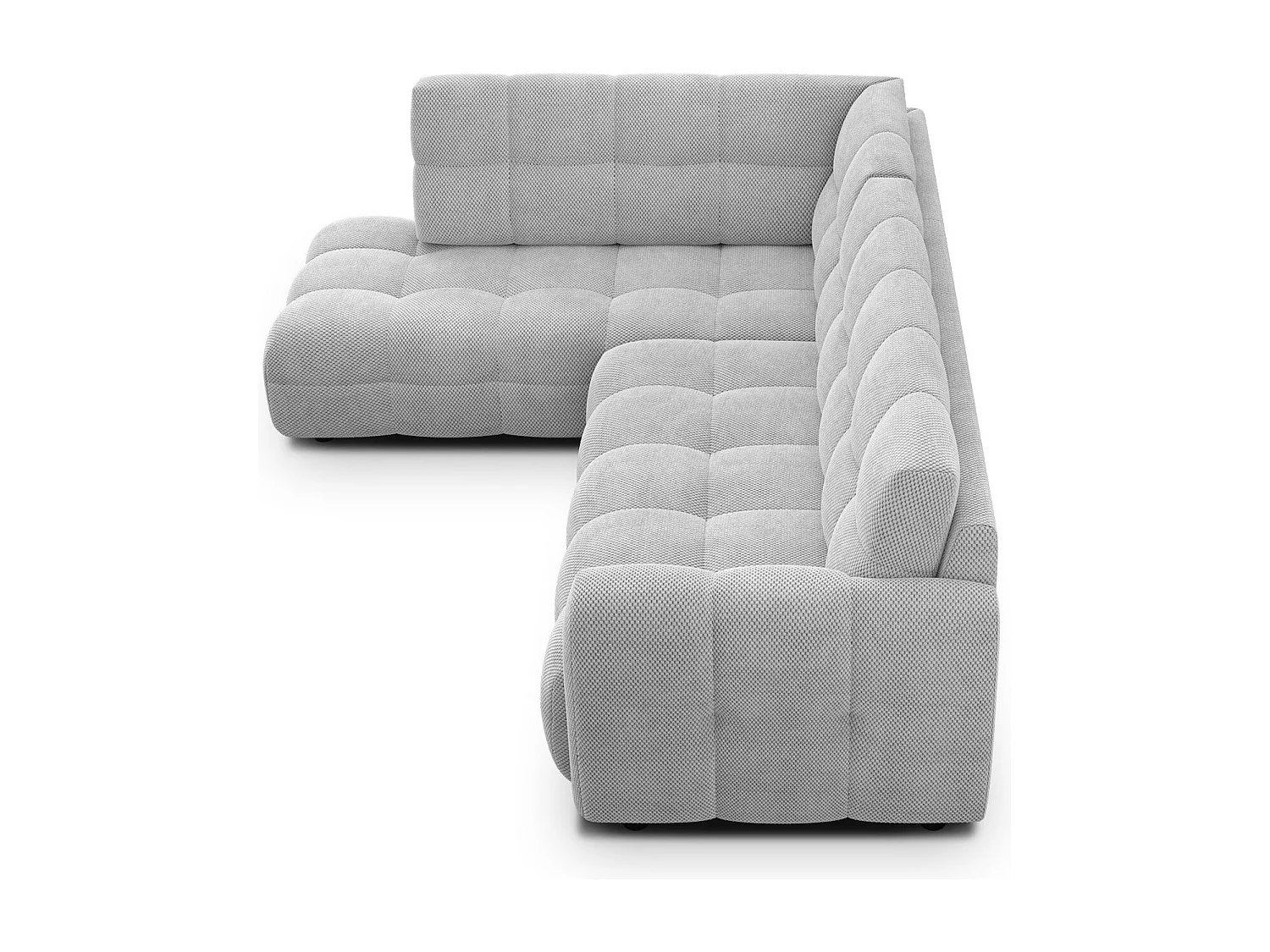 CANAPÉ D'ANGLE MELLOW 5 places, tissu gris clair