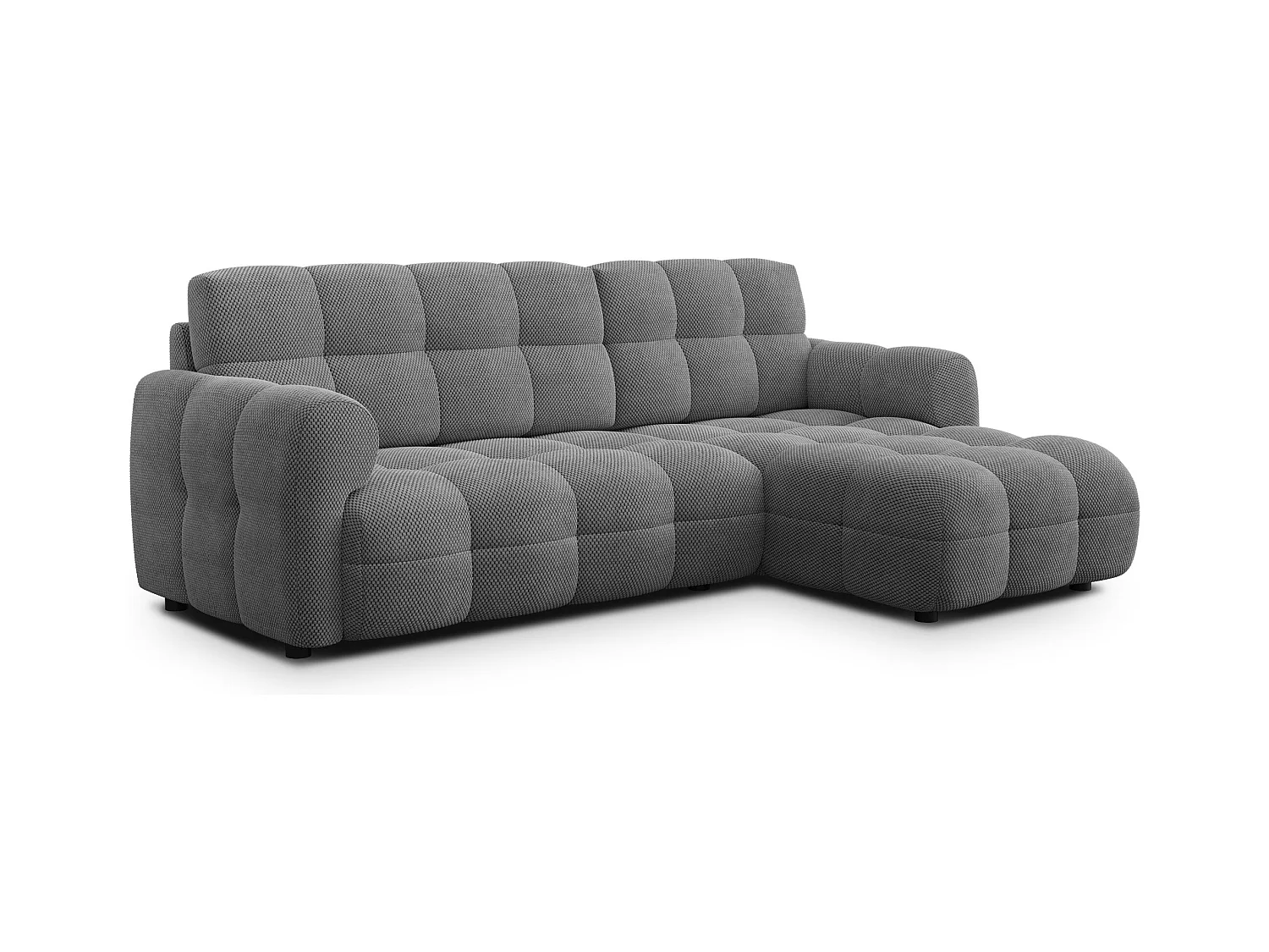 CANAPÉ D'ANGLE MELLOW 3 places, tissu gris