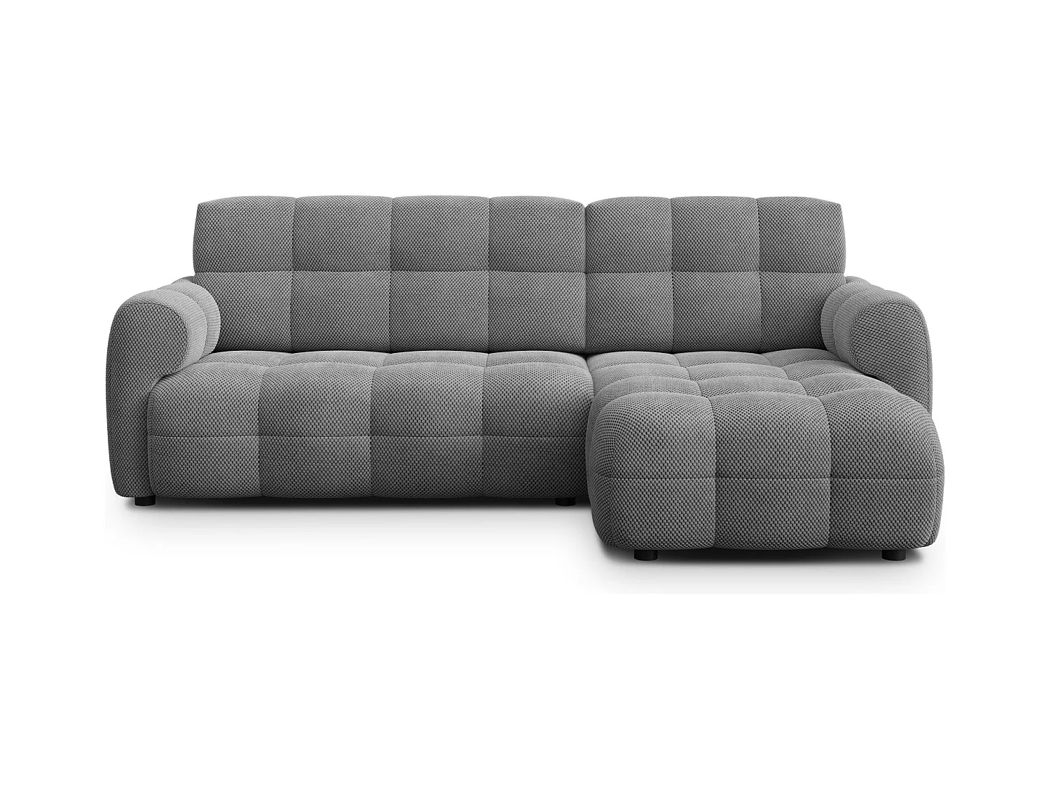 CANAPÉ D'ANGLE MELLOW 3 places, tissu gris