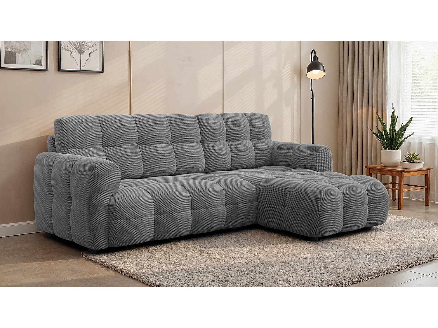 Ecksofa 3-Sitzer rechts MELLOW, grau