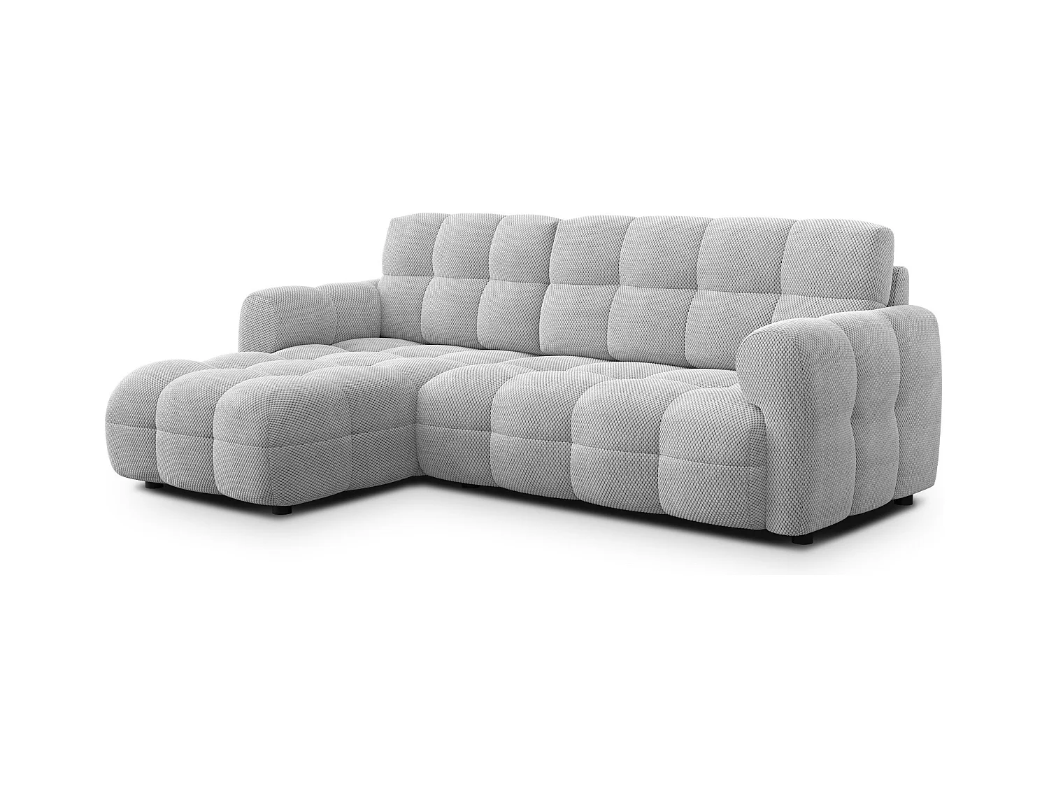 CANAPÉ D'ANGLE MELLOW 3 places, tissu gris clair