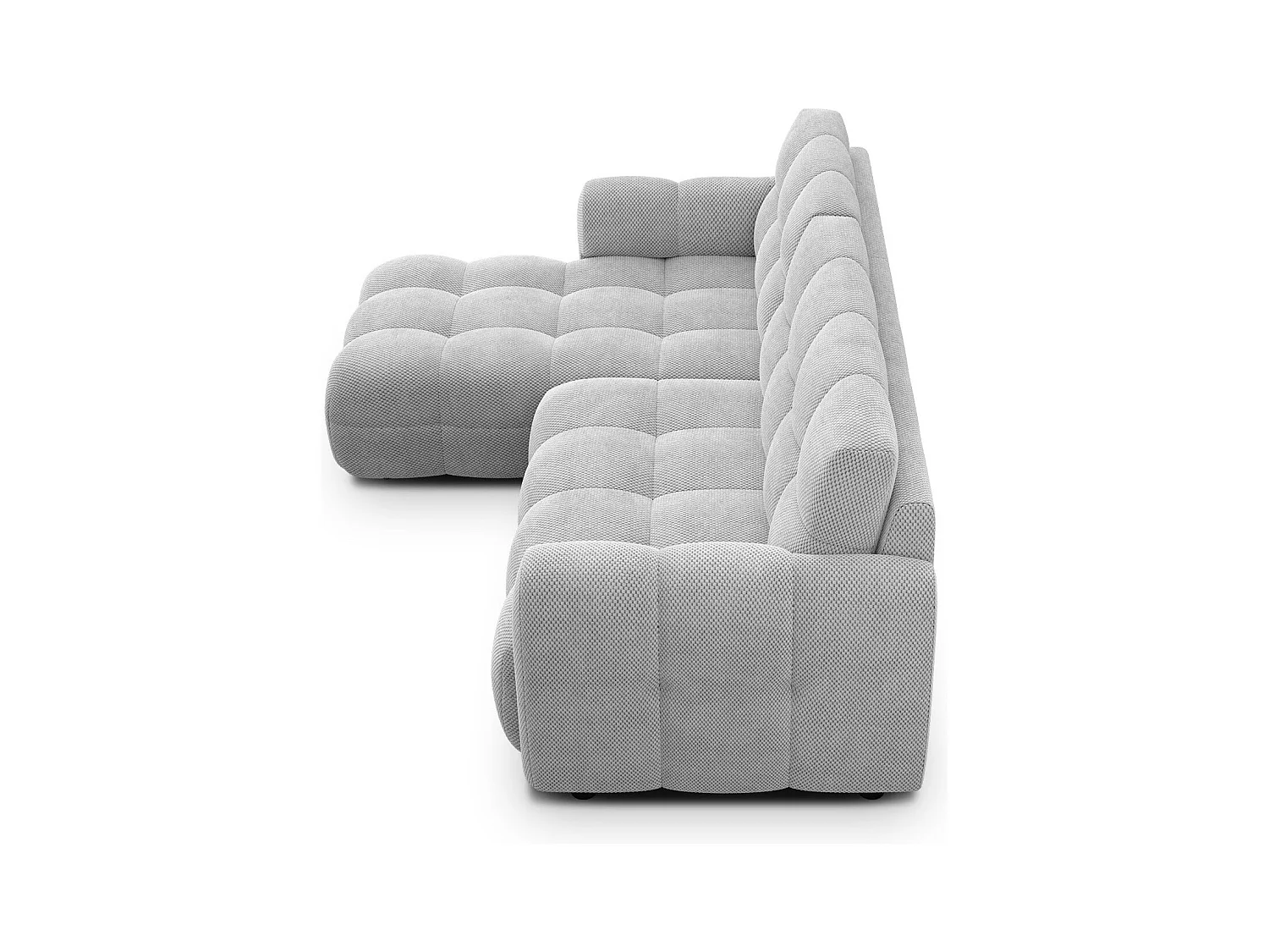 CANAPÉ D'ANGLE MELLOW 3 places, tissu gris clair