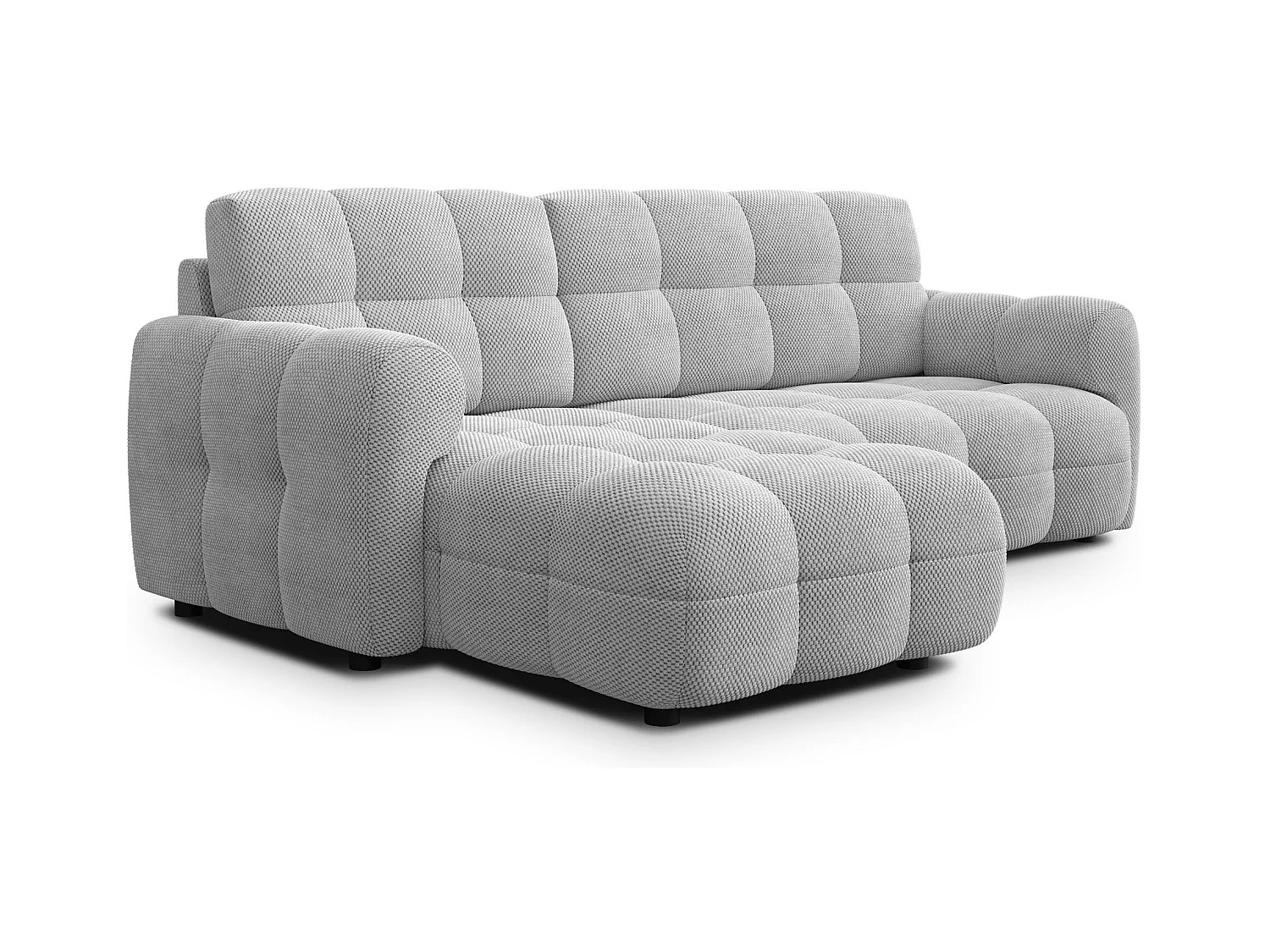 CANAPÉ D'ANGLE MELLOW 3 places, tissu gris clair