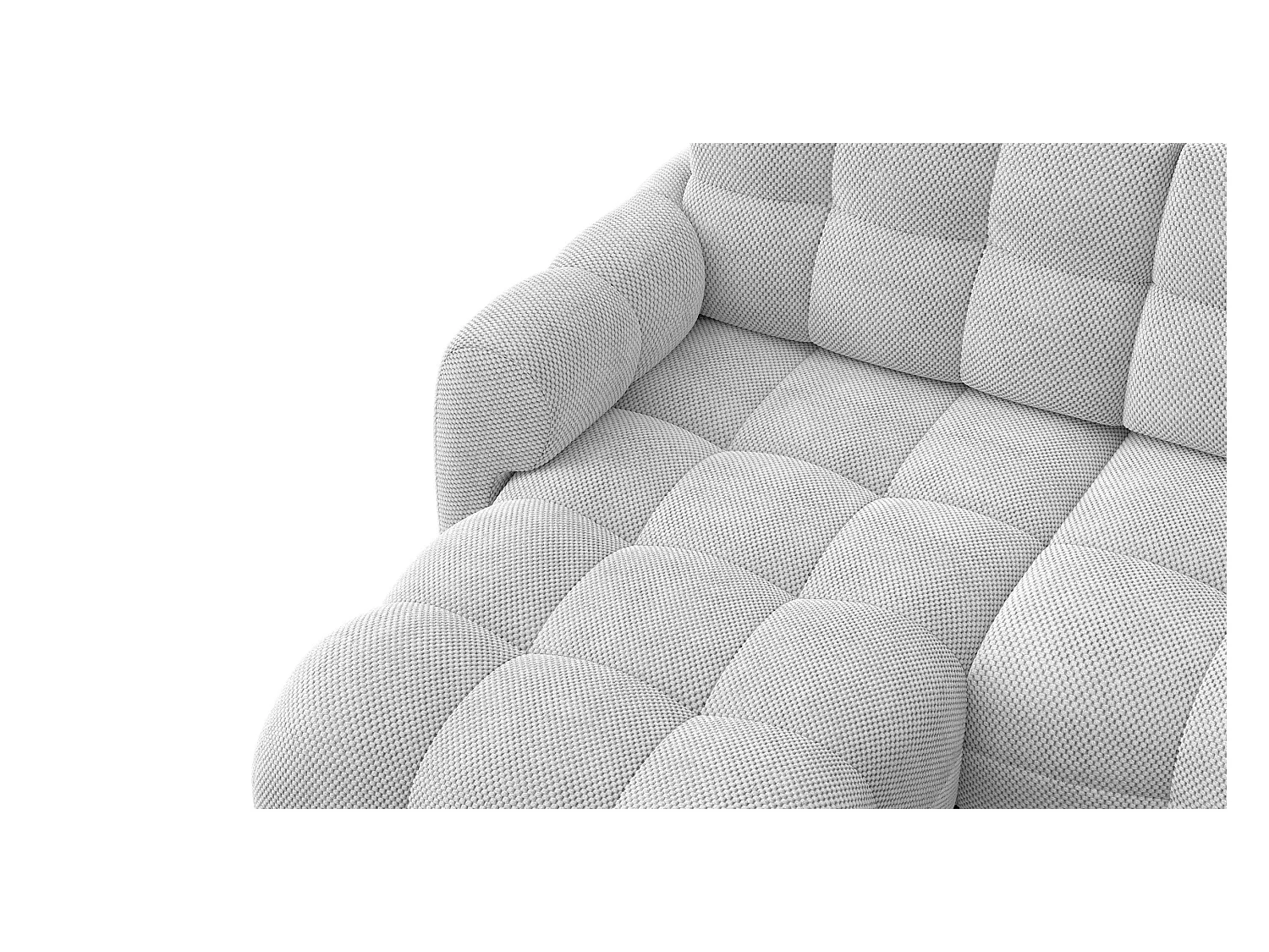 CANAPÉ D'ANGLE MELLOW 3 places, tissu gris clair