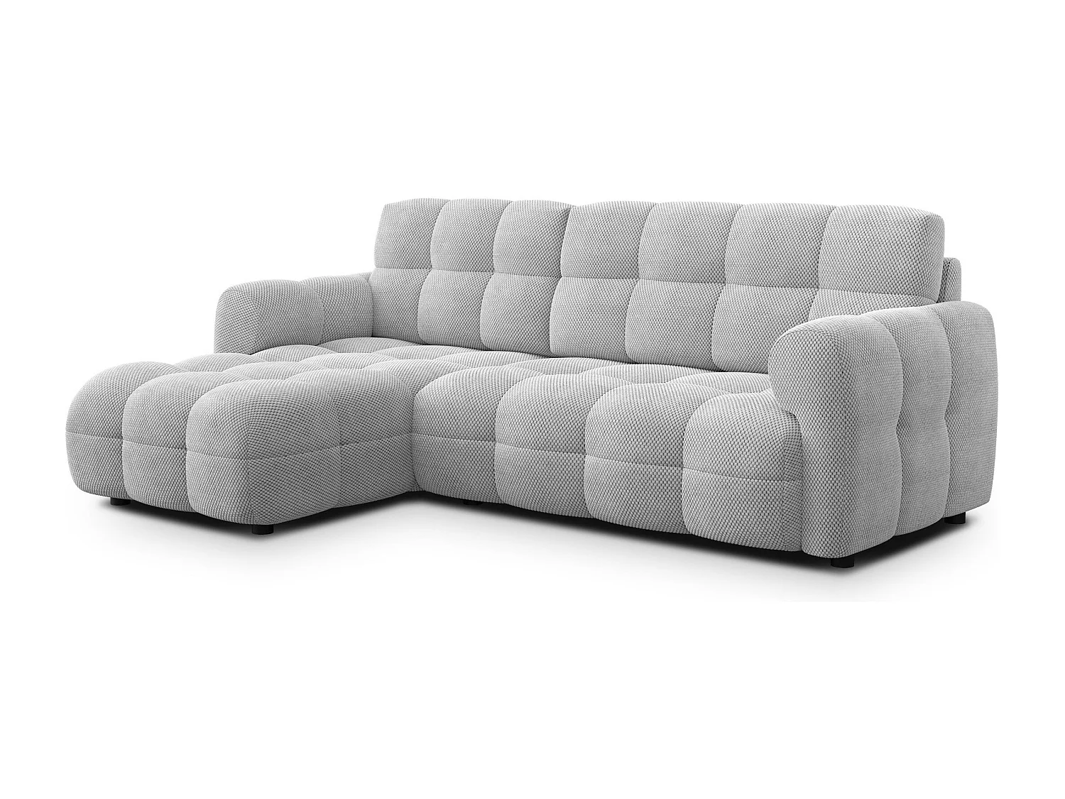 CANAPÉ D'ANGLE MELLOW 3 places, tissu gris clair