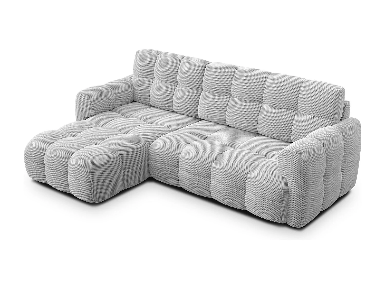 CANAPÉ D'ANGLE MELLOW 3 places, tissu gris clair