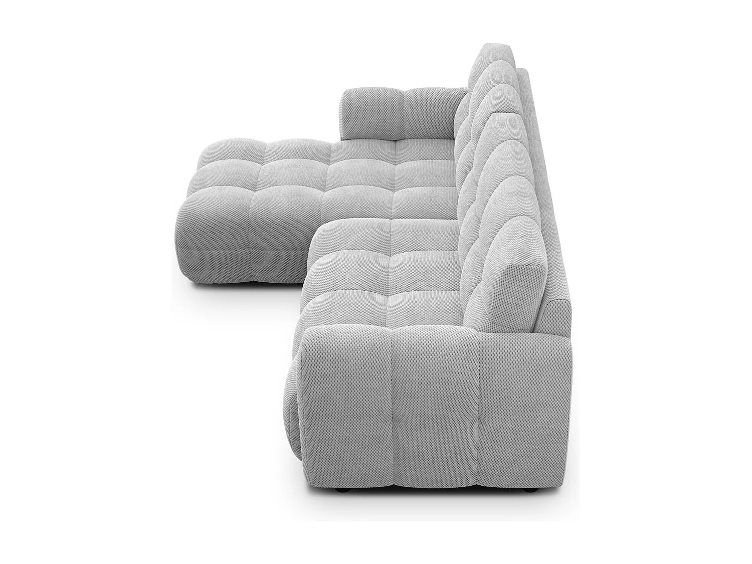 CANAPÉ D'ANGLE MELLOW 3 places, tissu gris clair