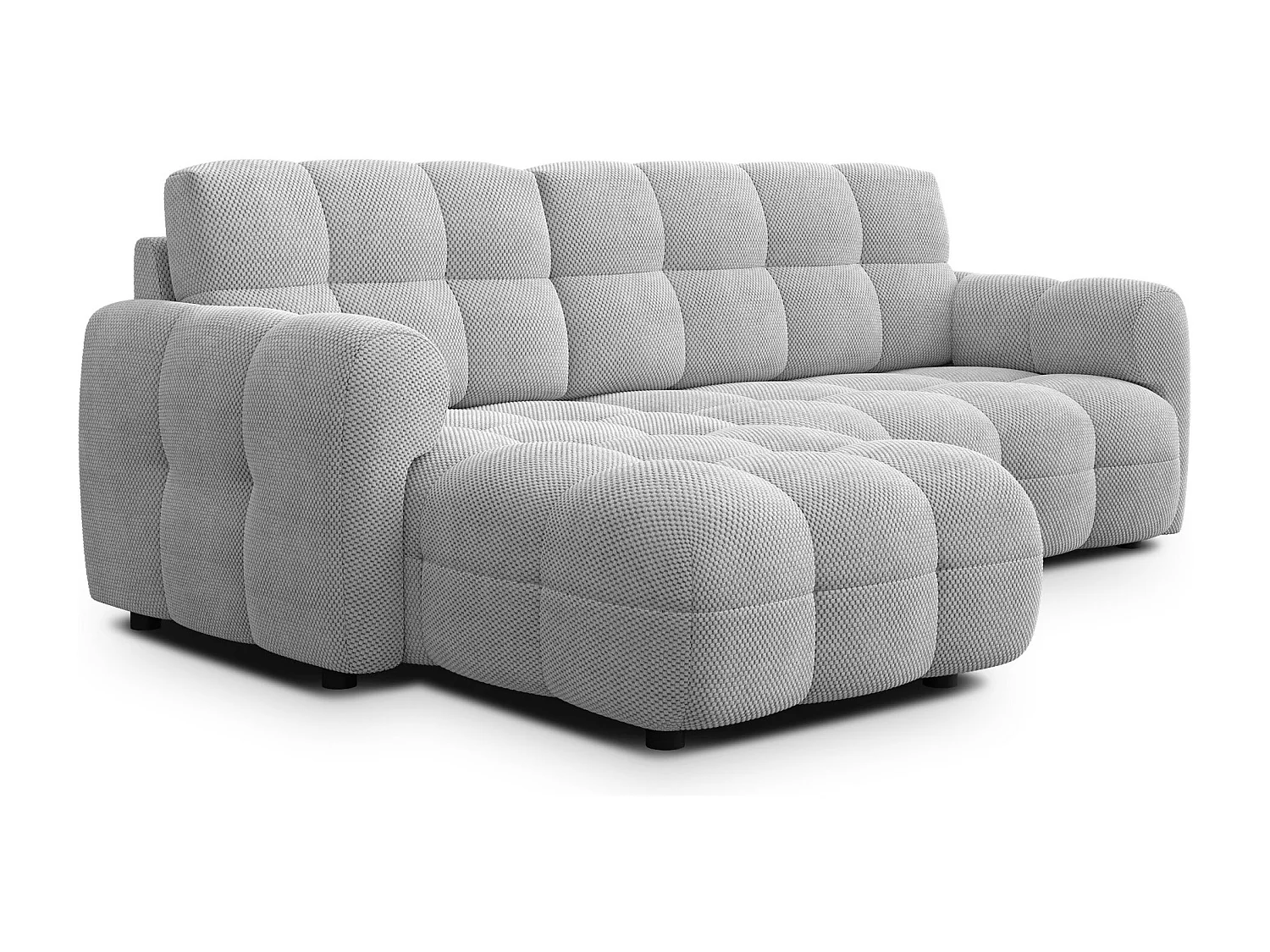 CANAPÉ D'ANGLE MELLOW 3 places, tissu gris clair