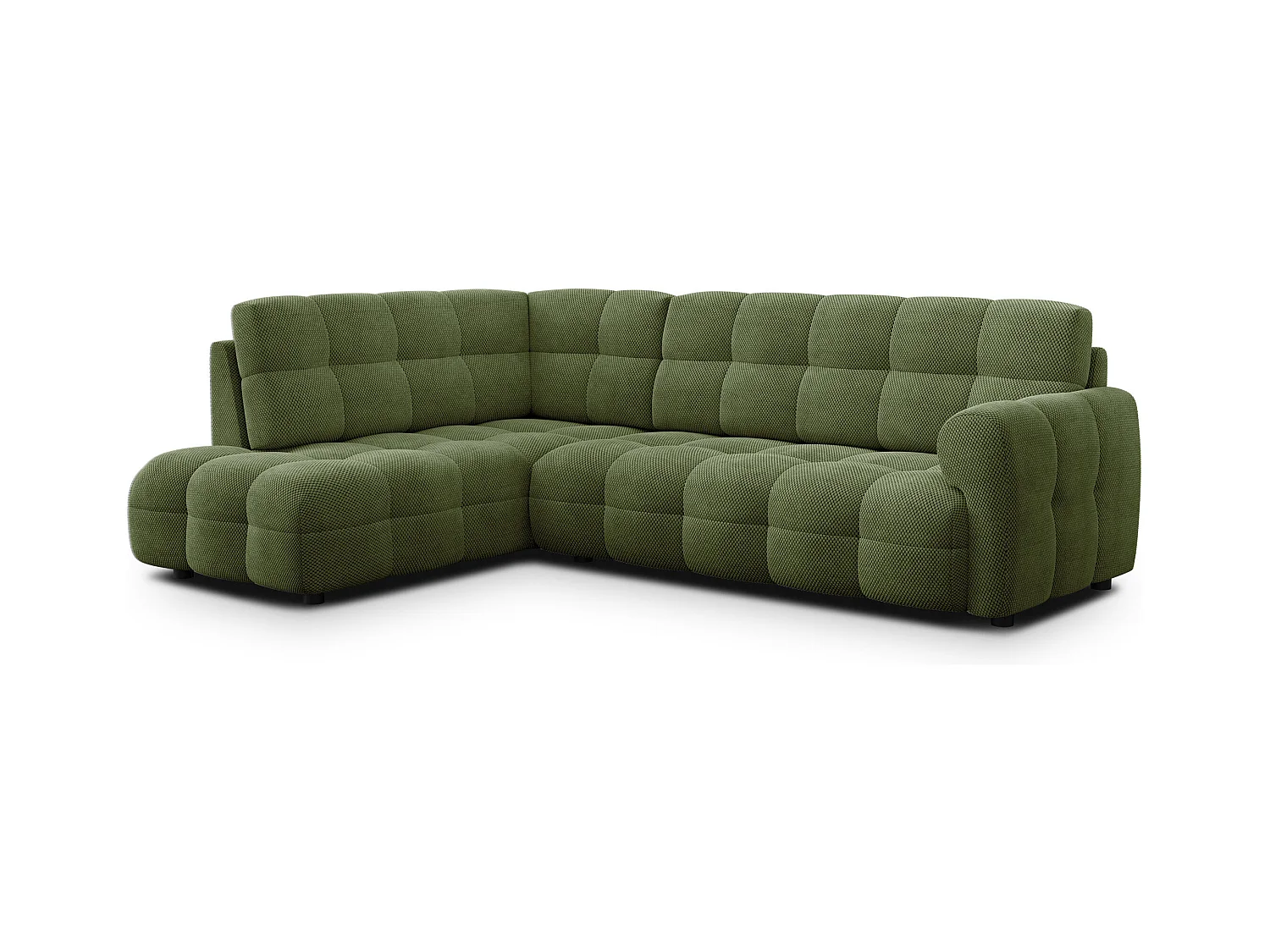 CANAPÉ D'ANGLE MELLOW 5 places, tissu vert