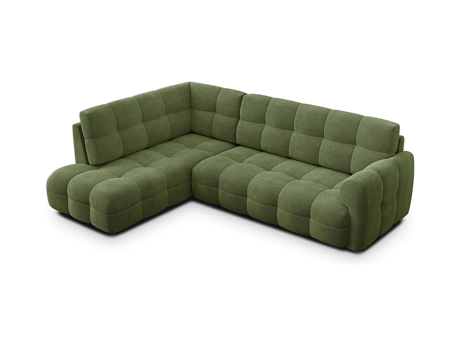 CANAPÉ D'ANGLE MELLOW 5 places, tissu vert