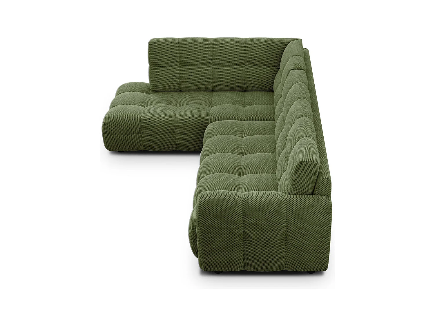CANAPÉ D'ANGLE MELLOW 5 places, tissu vert