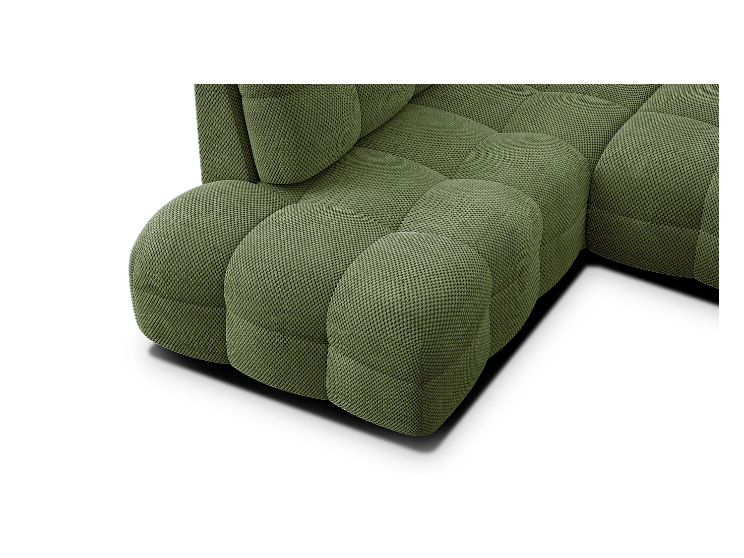 CANAPÉ D'ANGLE MELLOW 5 places, tissu vert