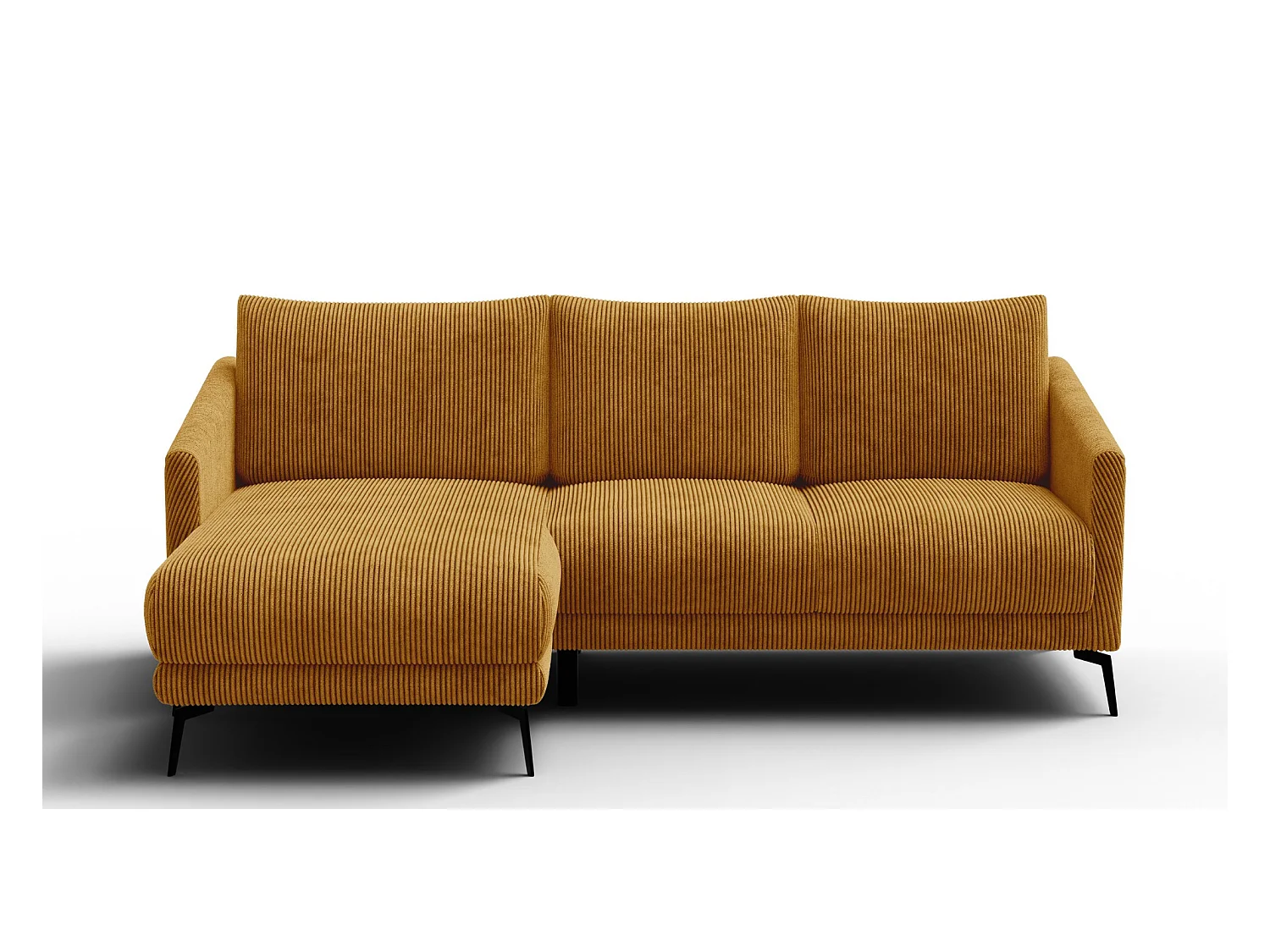 Canapé d'angle gauche 3 places VILT, tissu jaune foncé