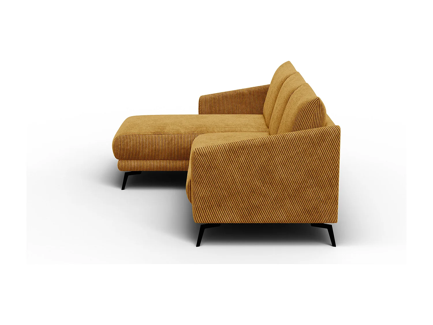 Canapé d'angle gauche 3 places VILT, tissu jaune foncé