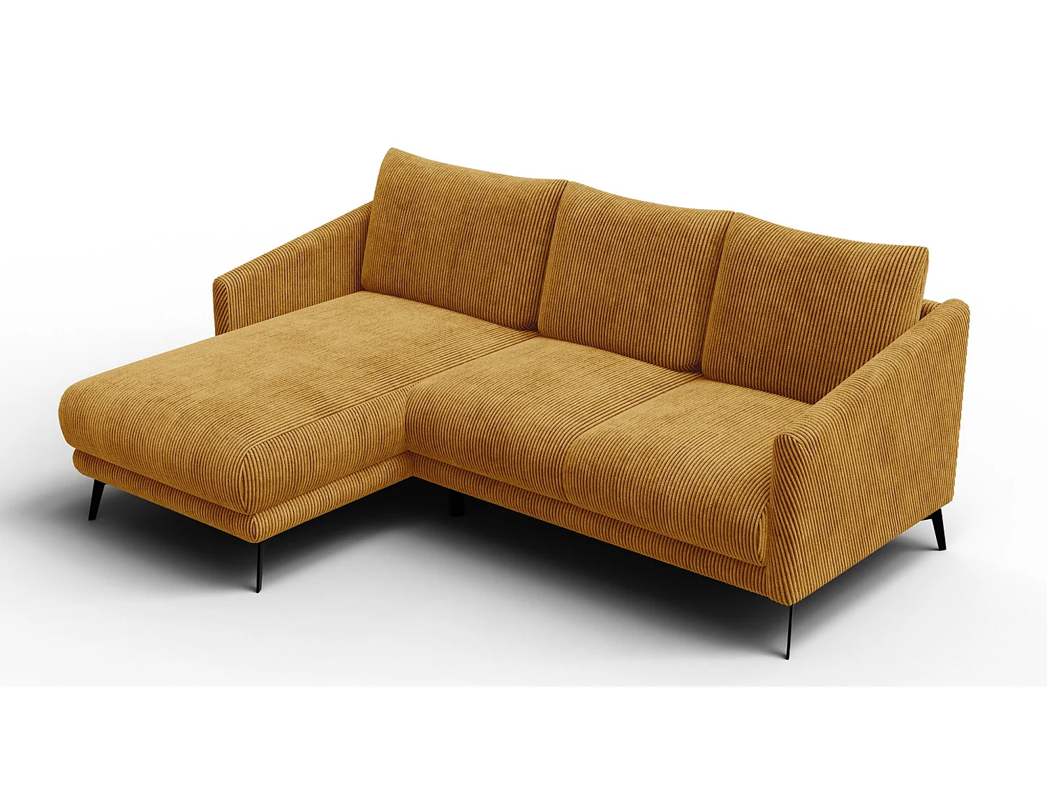 Canapé d'angle gauche 3 places VILT, tissu jaune foncé