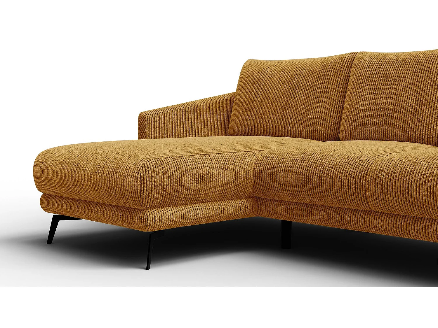 Canapé d'angle gauche 3 places VILT, tissu jaune foncé