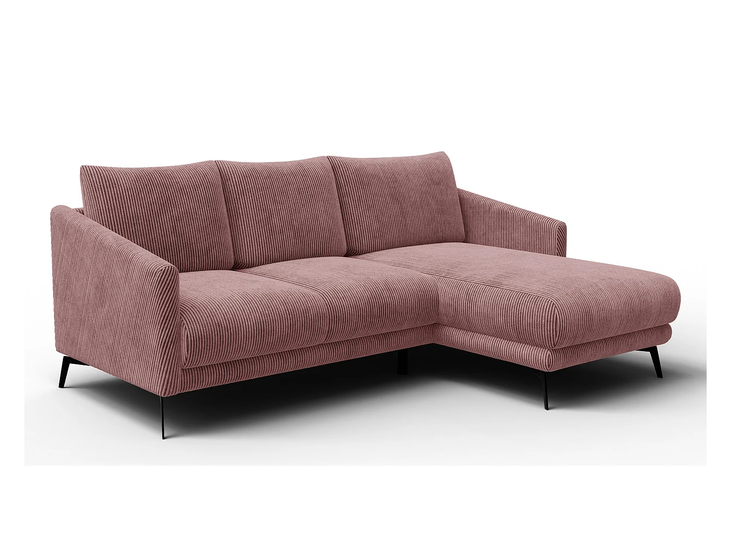 Canapé d'angle droit 3 places VILT, tissu rose