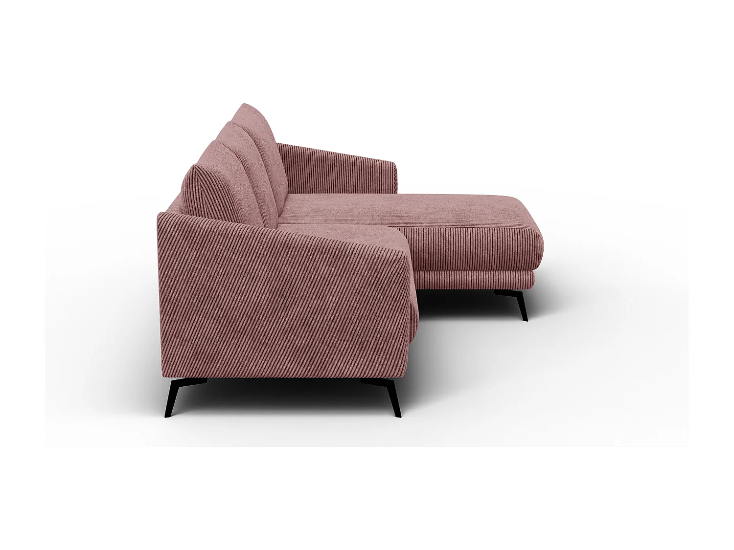 Canapé d'angle droit 3 places VILT, tissu rose