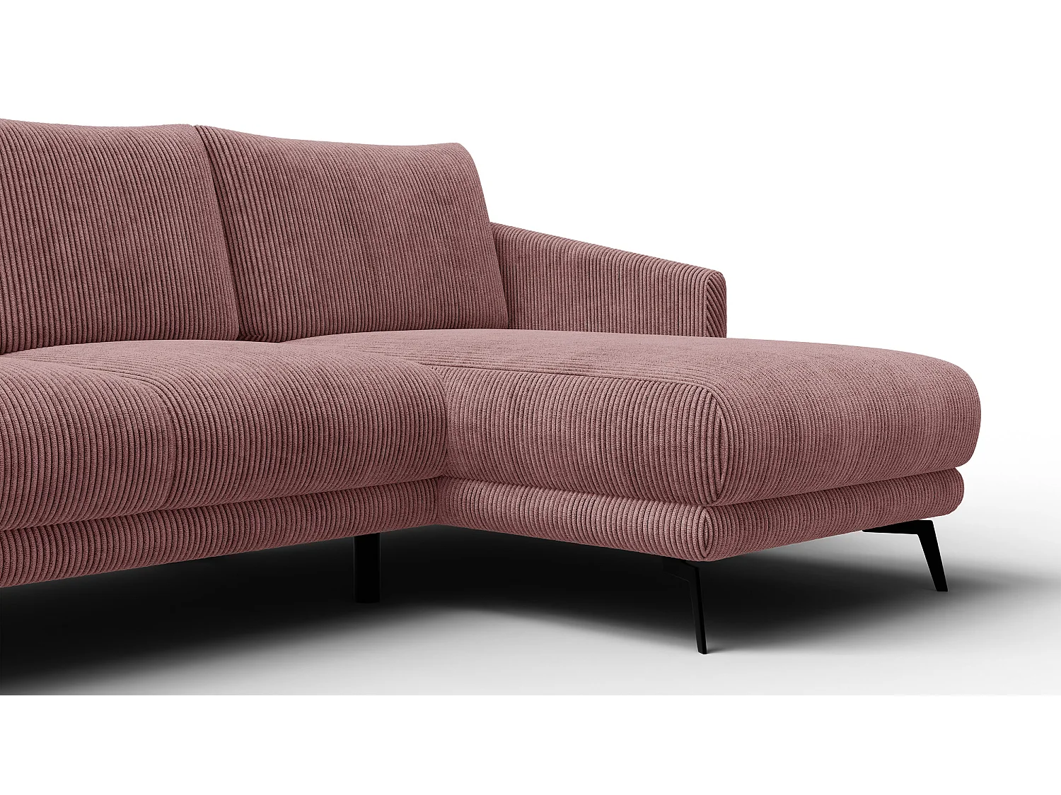 Canapé d'angle droit 3 places VILT, tissu rose