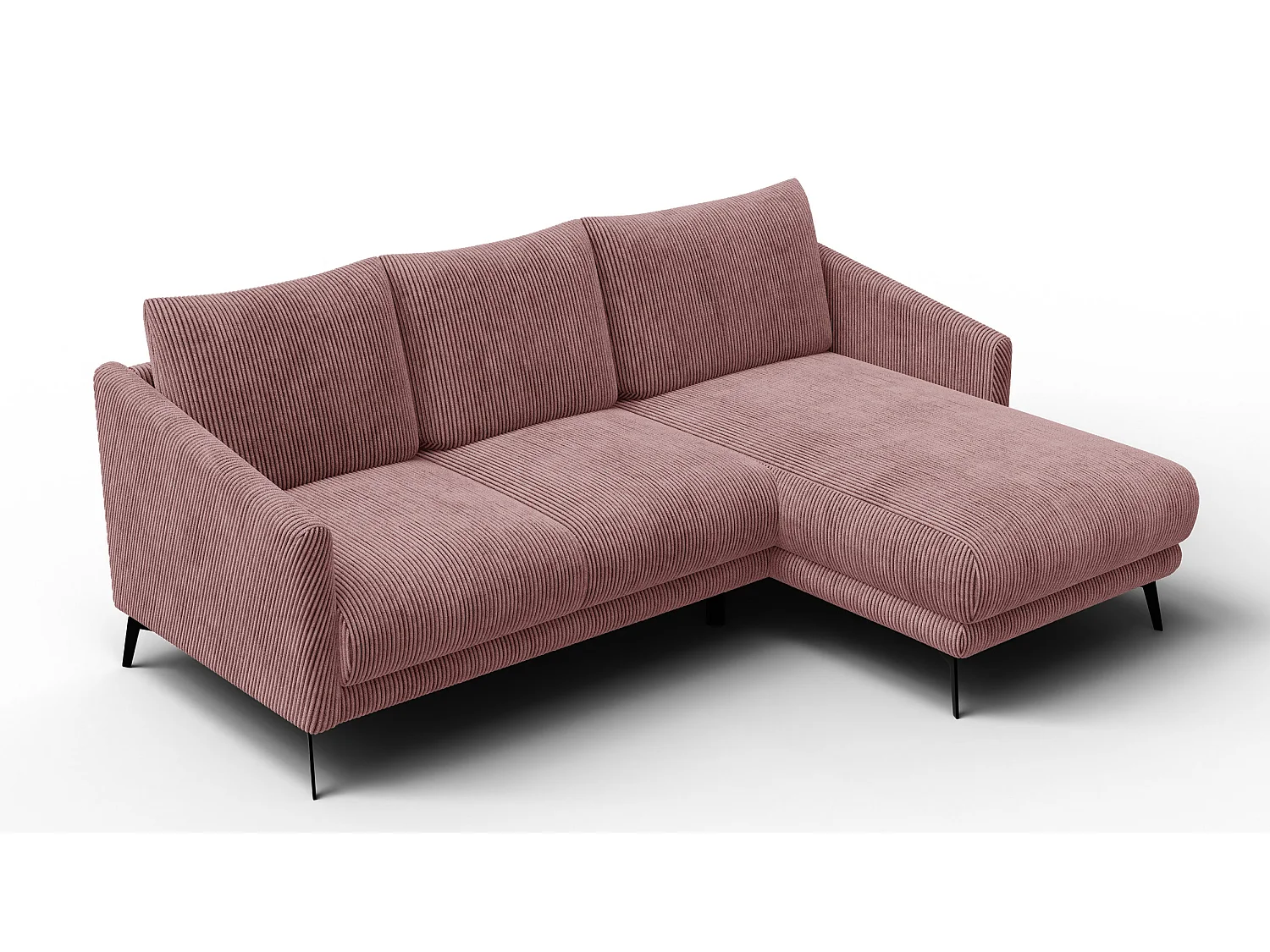 Canapé d'angle droit 3 places VILT, tissu rose