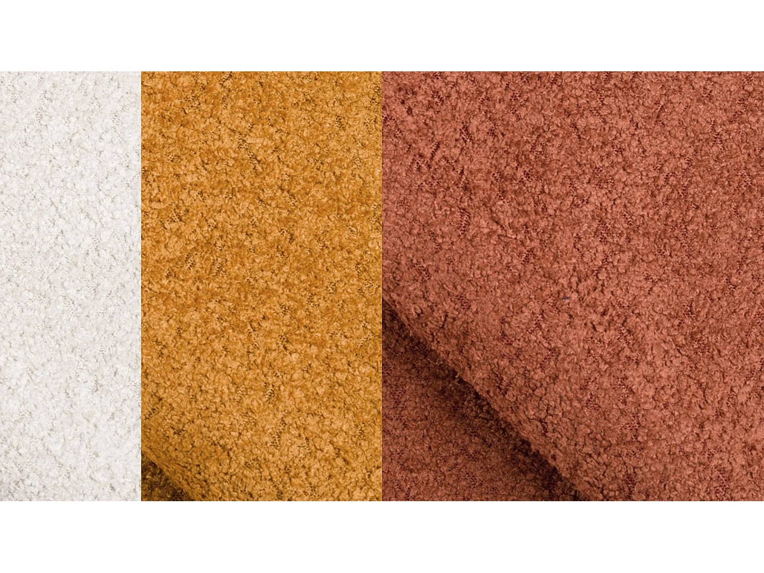 Canapé d'angle 5 places CALME, tissu orange foncé et écru