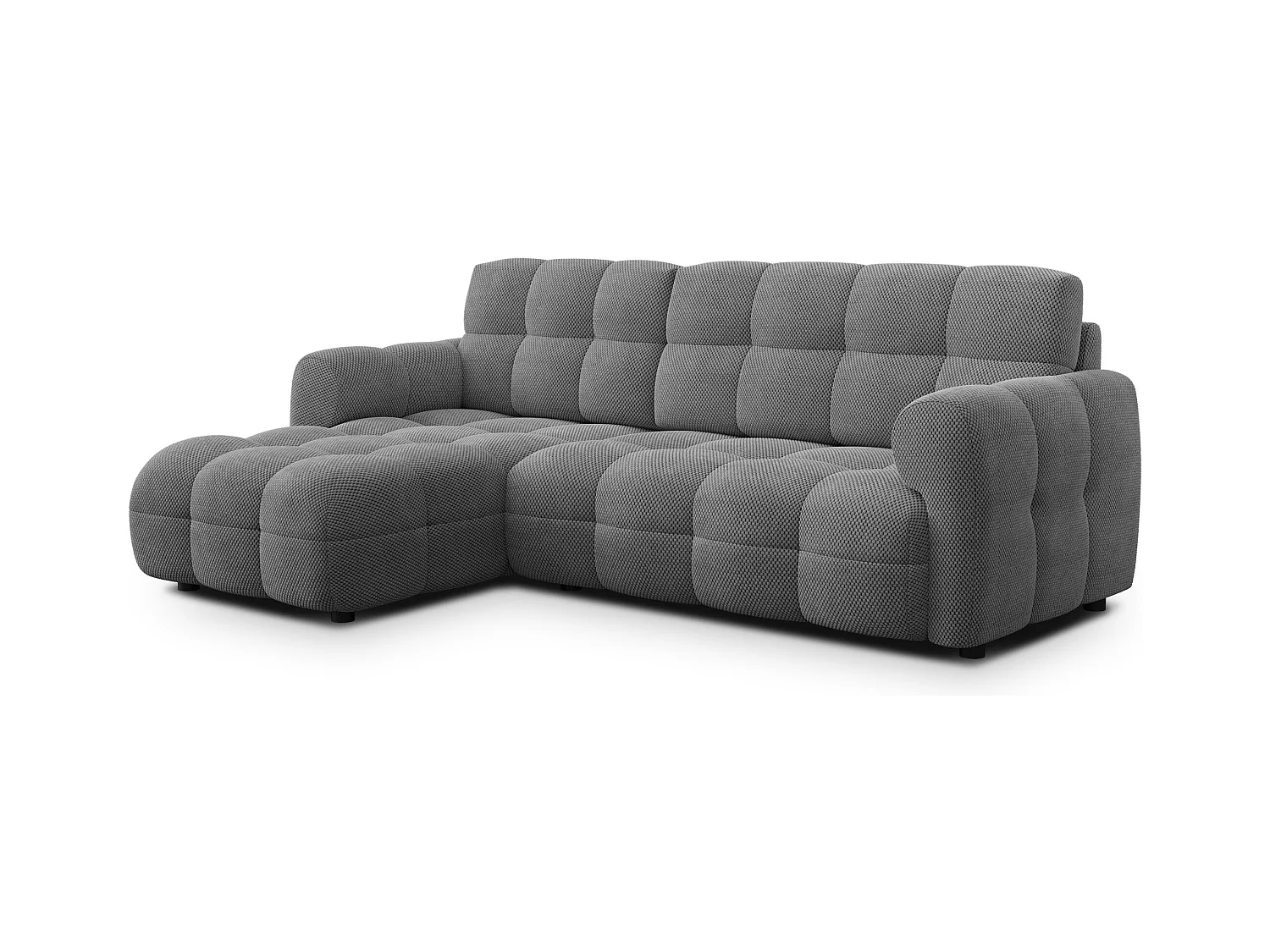 CANAPÉ D'ANGLE MELLOW 3 places, tissu gris