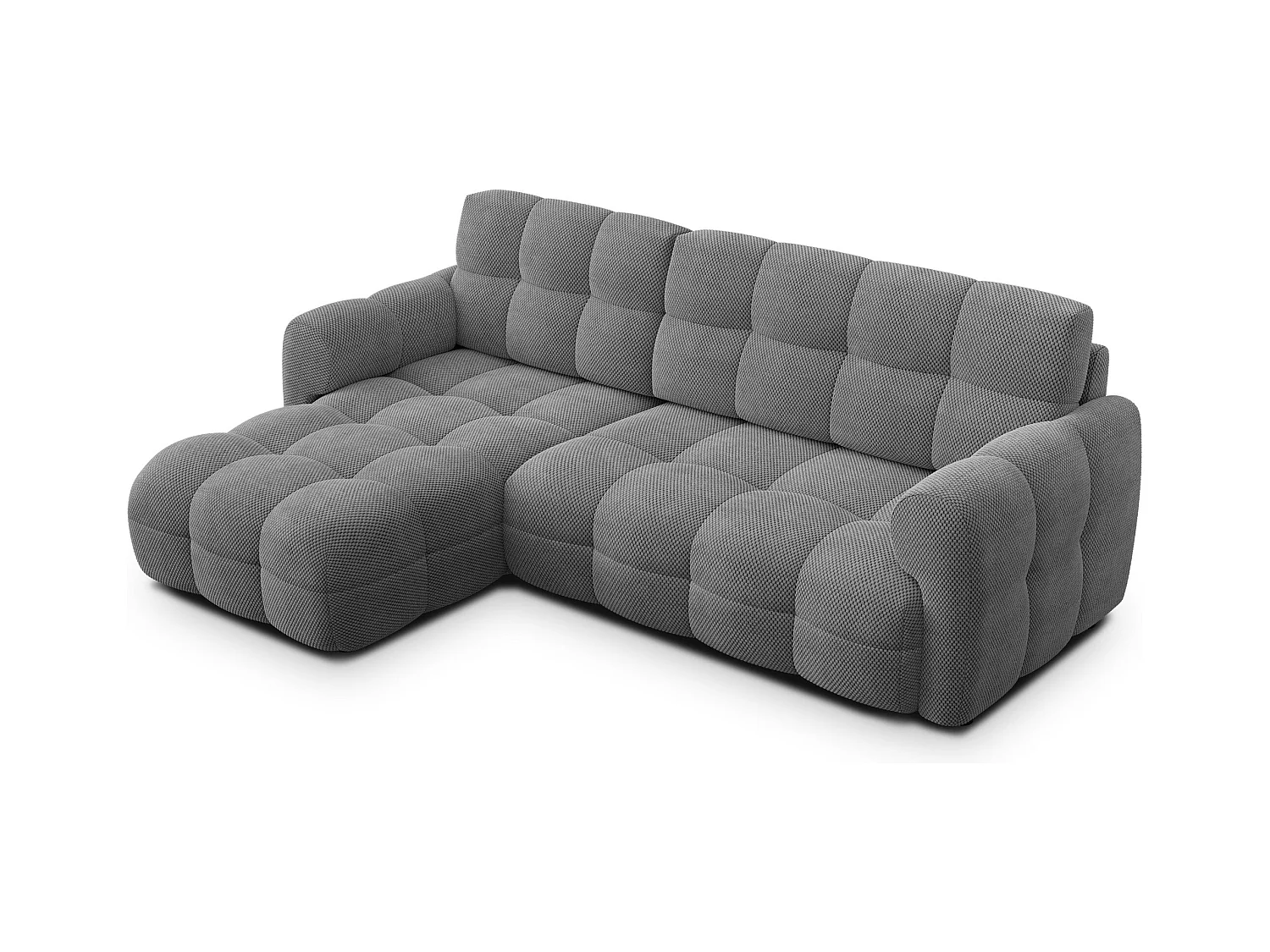 CANAPÉ D'ANGLE MELLOW 3 places, tissu gris