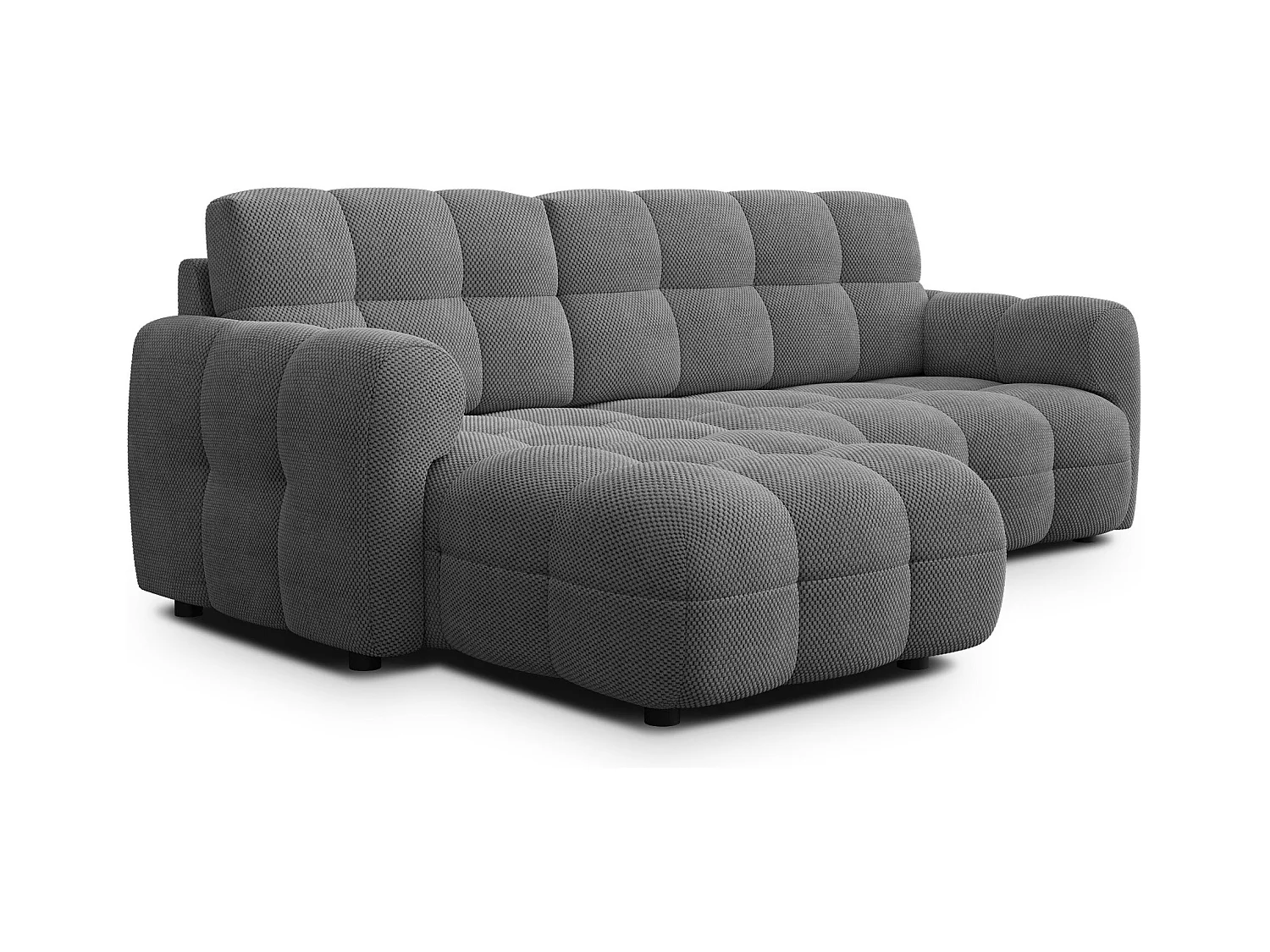 CANAPÉ D'ANGLE MELLOW 3 places, tissu gris