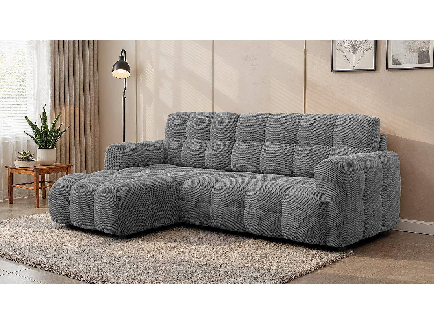 Ecksofa 3-Sitzer links MELLOW, grau