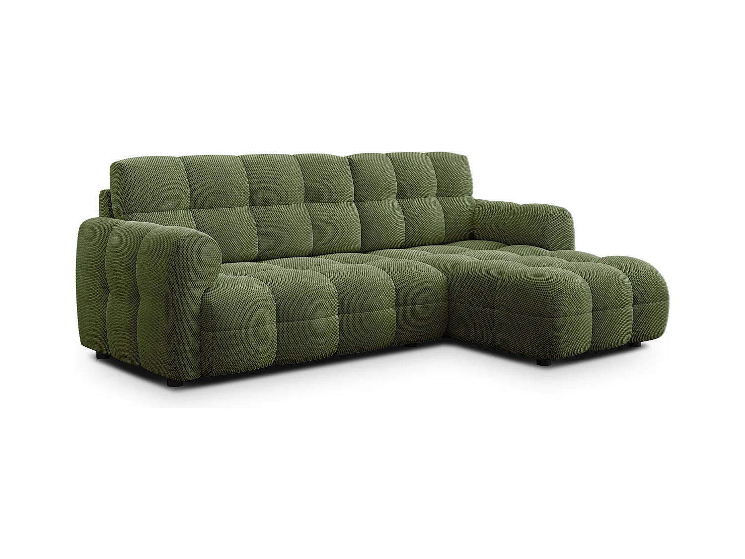 CANAPÉ D'ANGLE MELLOW 3 places, tissu vert