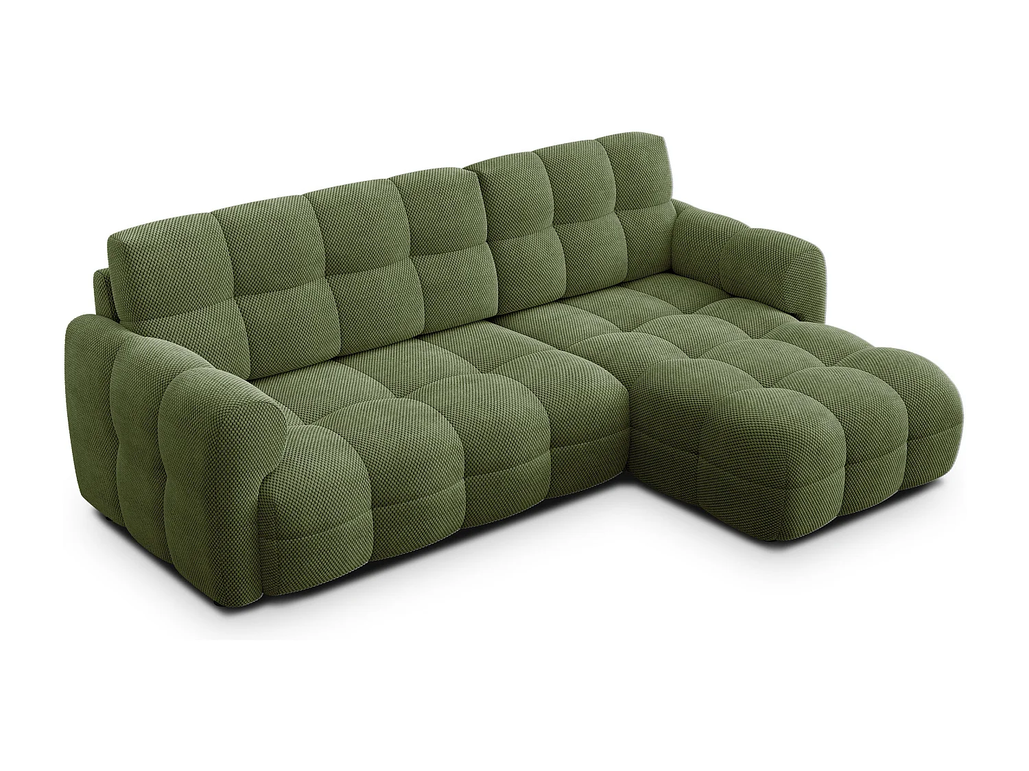 CANAPÉ D'ANGLE MELLOW 3 places, tissu vert